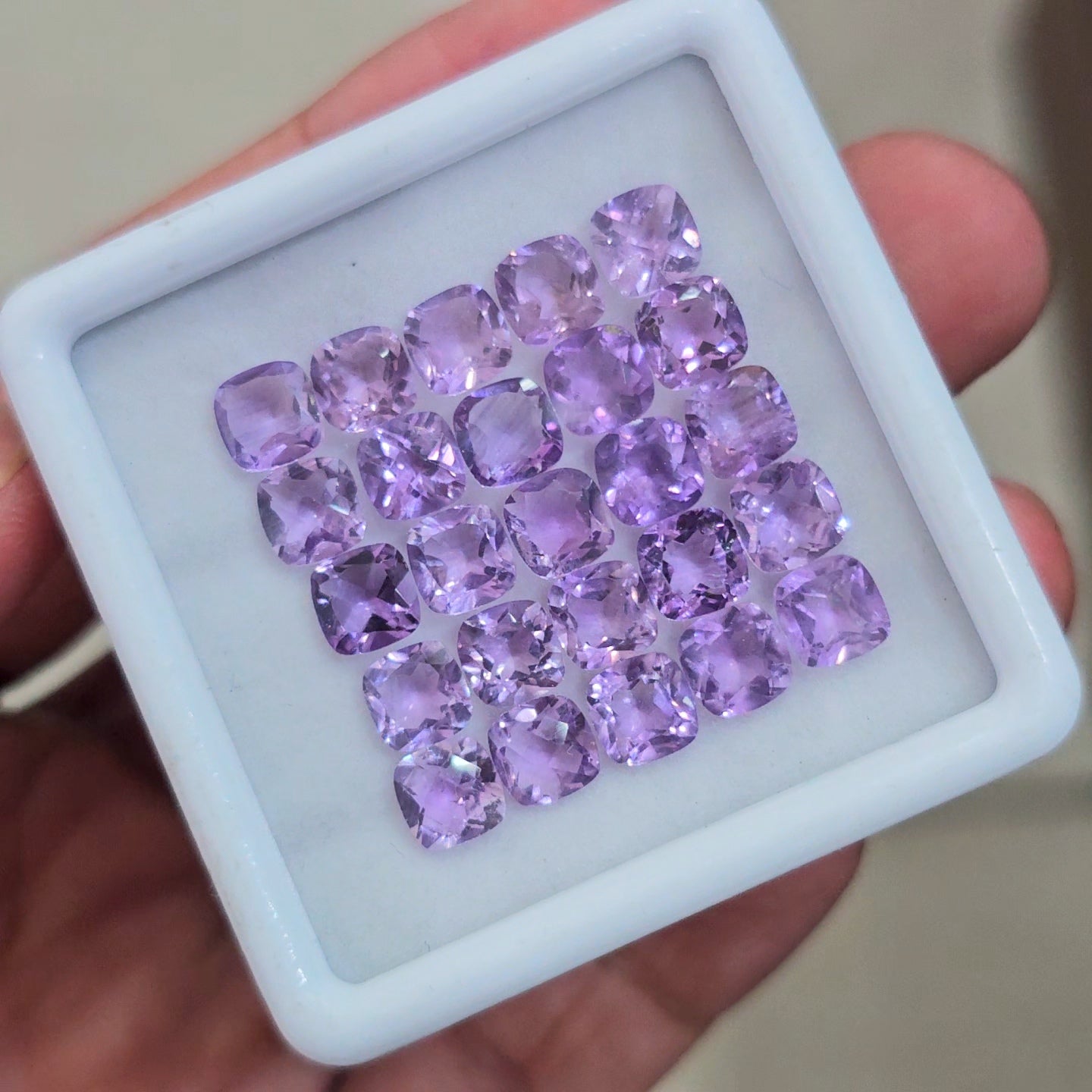 25 Pcs Of Natural Amethyst Faceted | Square | Size: 6mm
