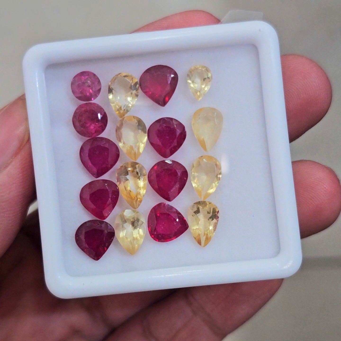 17 Pcs Of Natural Ruby & Citrine Faceted | Mix | Size: 7-9mm