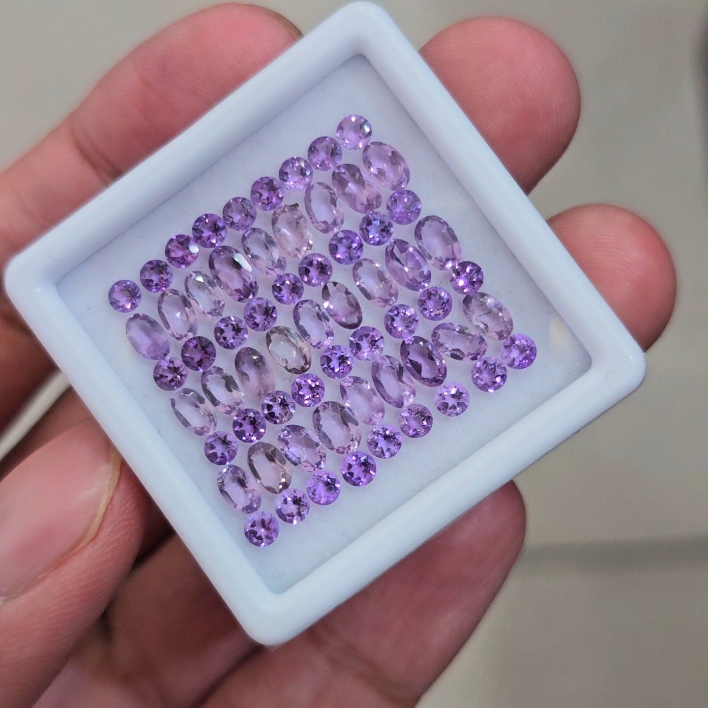 63 Pcs Of Natural Amethyst Faceted | Round & Oval | Size: 3-5mm