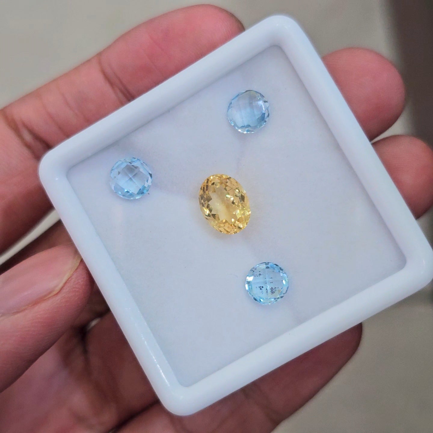 4 Pcs Of Natural Blue Topaz & Citrine Faceted | Mix | Size:7-10mm