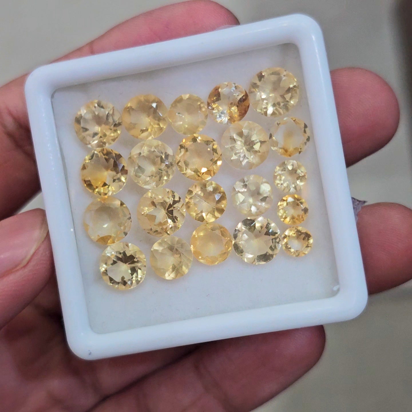 21 Pcs Of Natural Citrine Faceted | Round | Size: 5-8mm