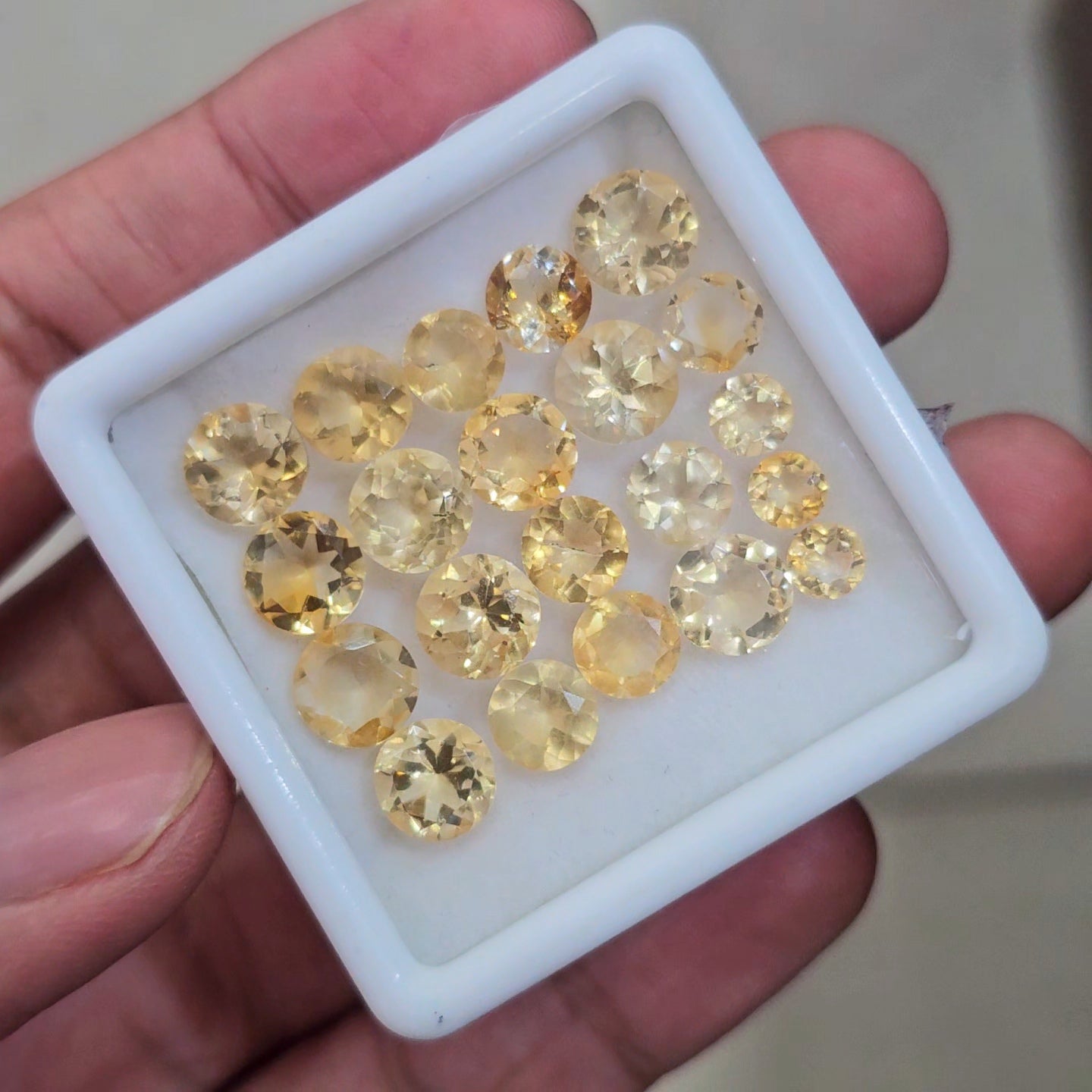 21 Pcs Of Natural Citrine Faceted | Round | Size: 5-8mm