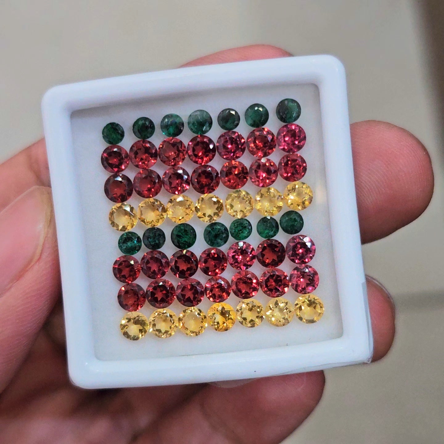 56 Pcs Of Garnet, Citrine,  Emerald Faceted | Round | Size: 3-4mm