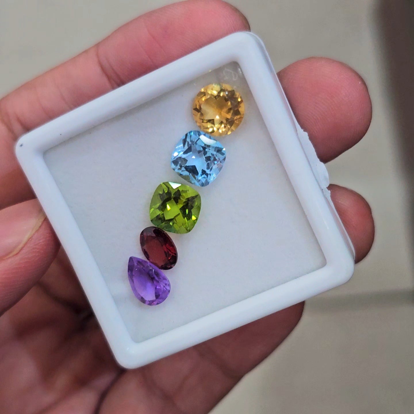 5 Pcs Of Natural Amethyst, Ruby, Citrine, Peridot, Blue Topaz & Garnet Faceted | Mix | Size: 8-9mm