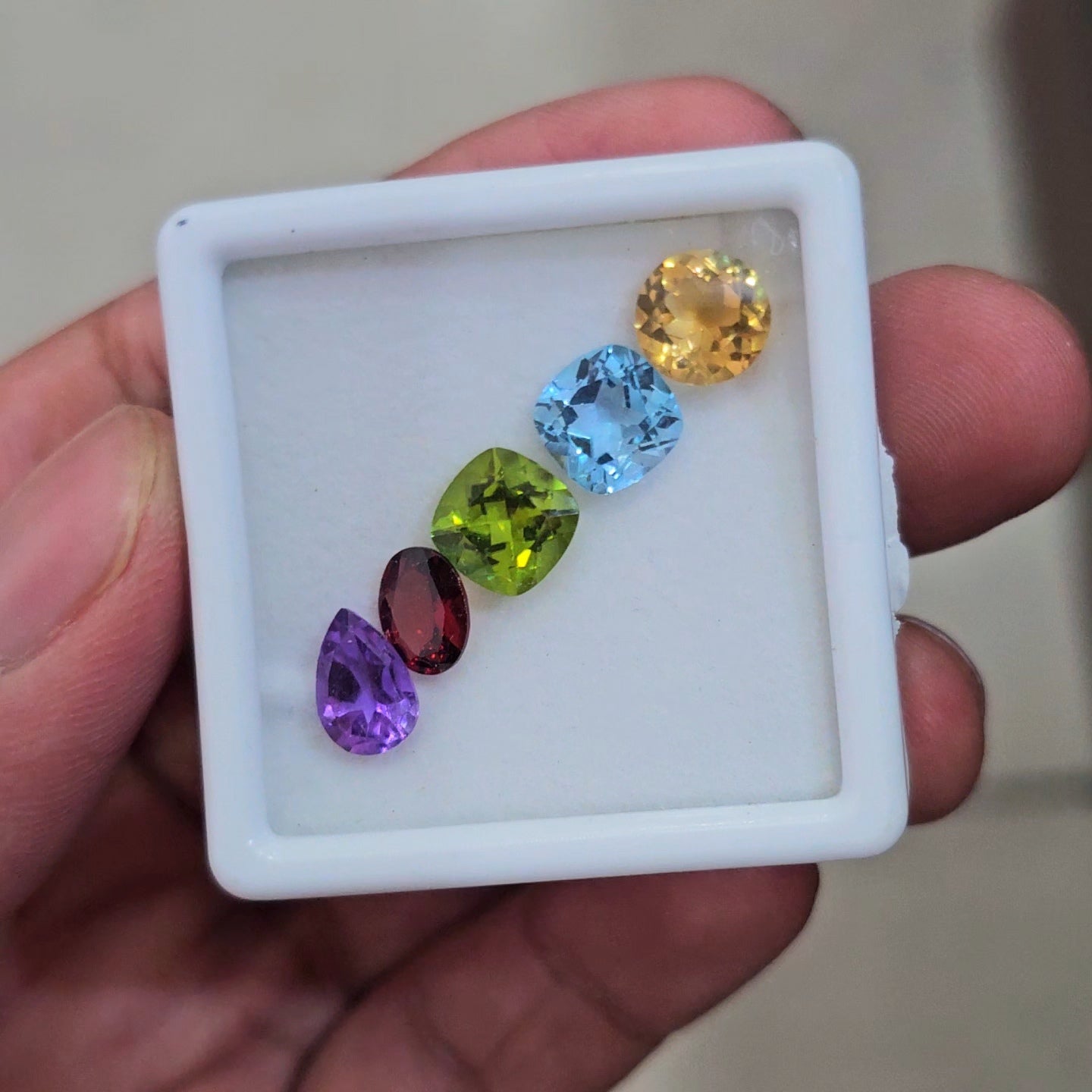 5 Pcs Of Natural Amethyst, Ruby, Citrine, Peridot, Blue Topaz & Garnet Faceted | Mix | Size: 8-9mm