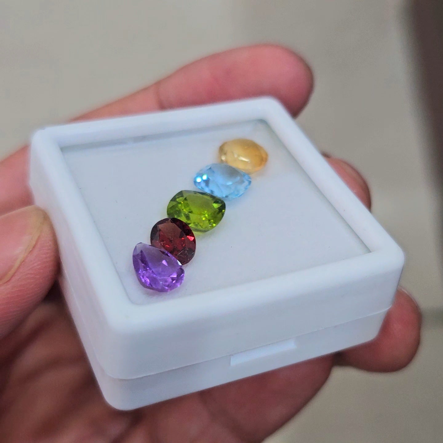 5 Pcs Of Natural Amethyst, Ruby, Citrine, Peridot, Blue Topaz & Garnet Faceted | Mix | Size: 8-9mm