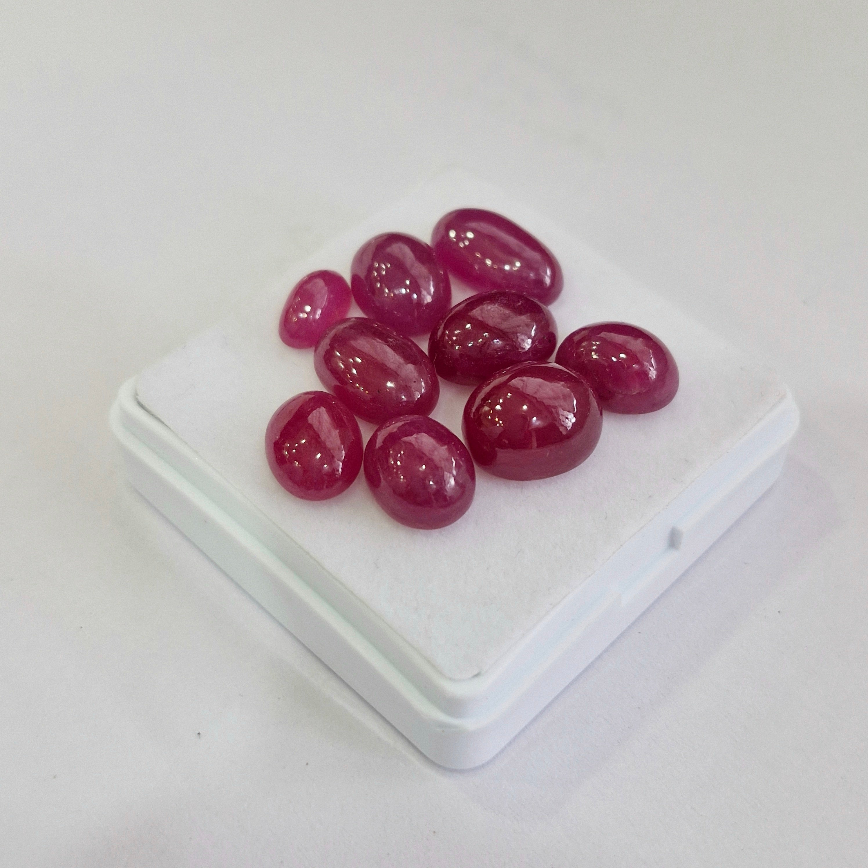 72.7cts Of Natural Clearance Ruby Cabochons | Oval | Size: 9-15mm | 9pcs