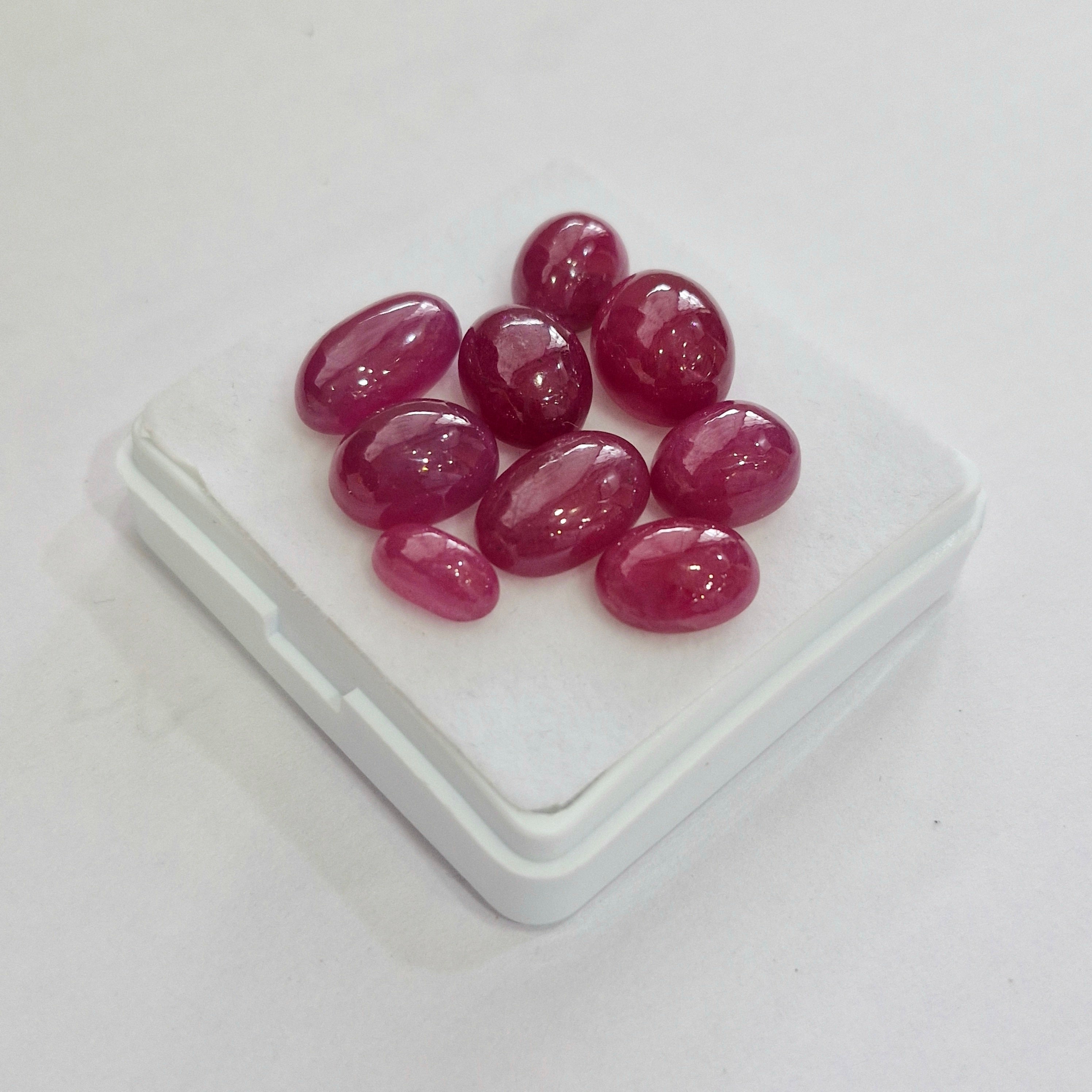 72.7cts Of Natural Clearance Ruby Cabochons | Oval | Size: 9-15mm | 9pcs