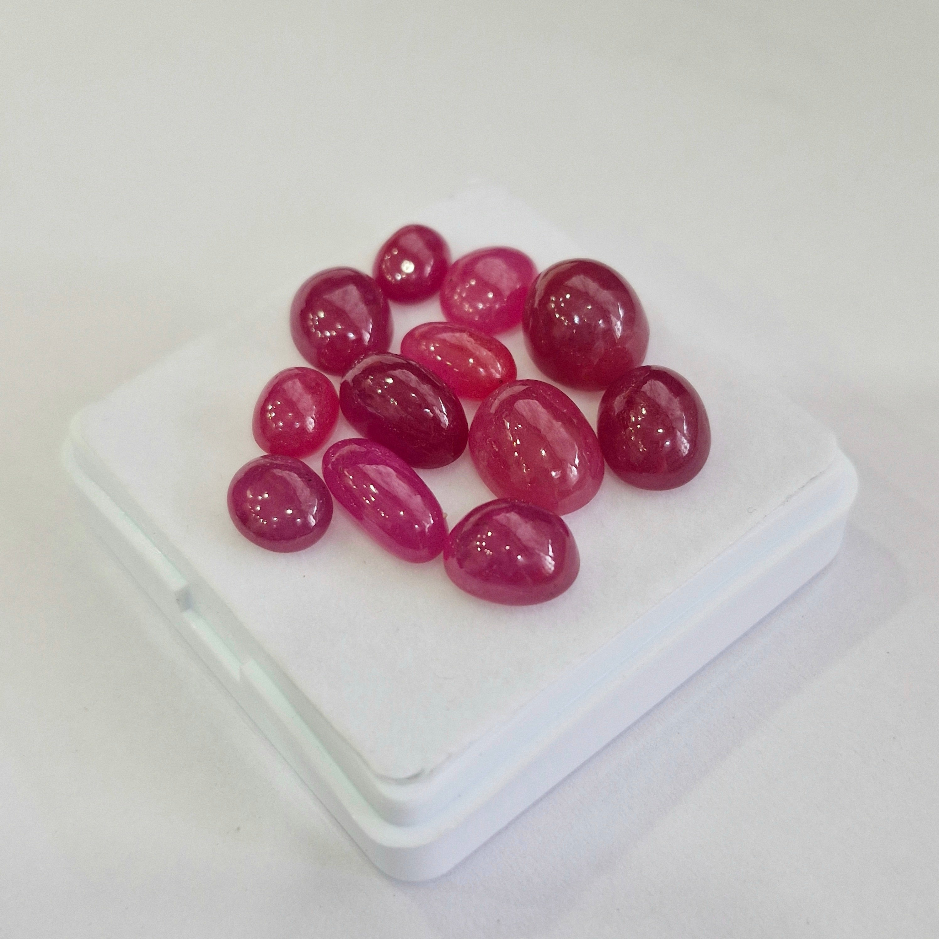 67.1cts Of Natural Clearance Ruby Cabochons | Oval | Size: 8-13mm | 12pcs