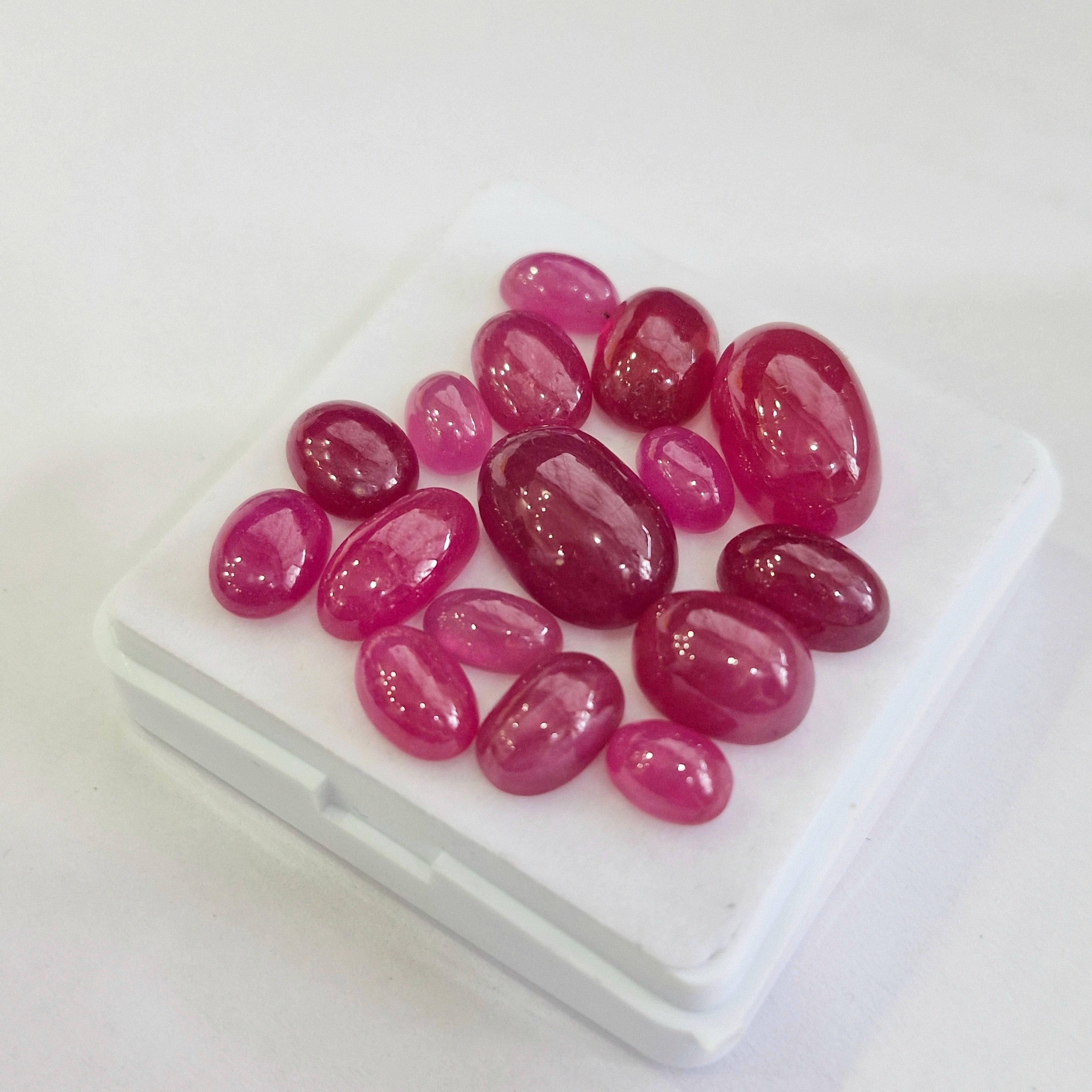 86.3cts Of Natural Clearance Ruby Cabochons | Oval | Size: 8-16mm | 16pcs