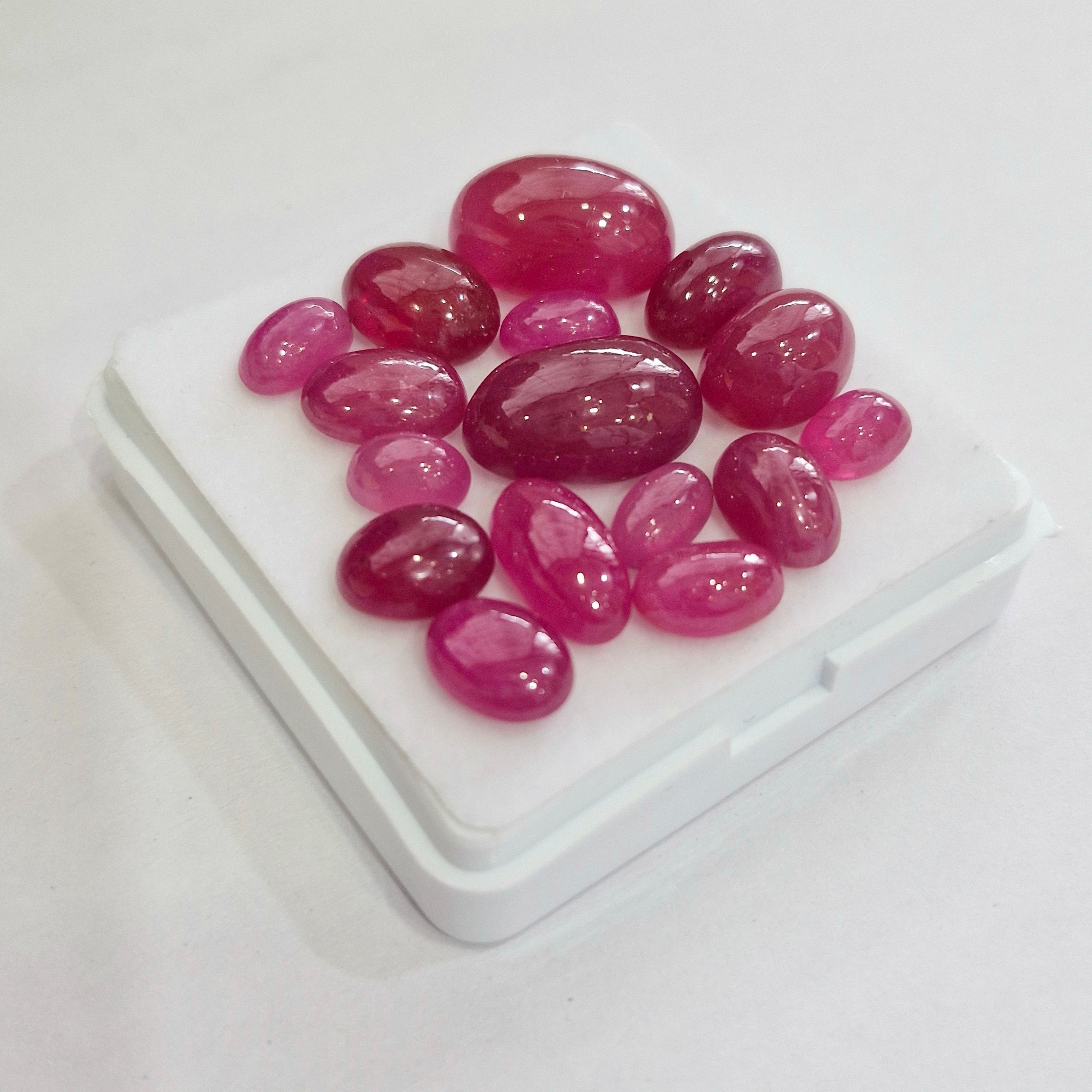 86.3cts Of Natural Clearance Ruby Cabochons | Oval | Size: 8-16mm | 16pcs
