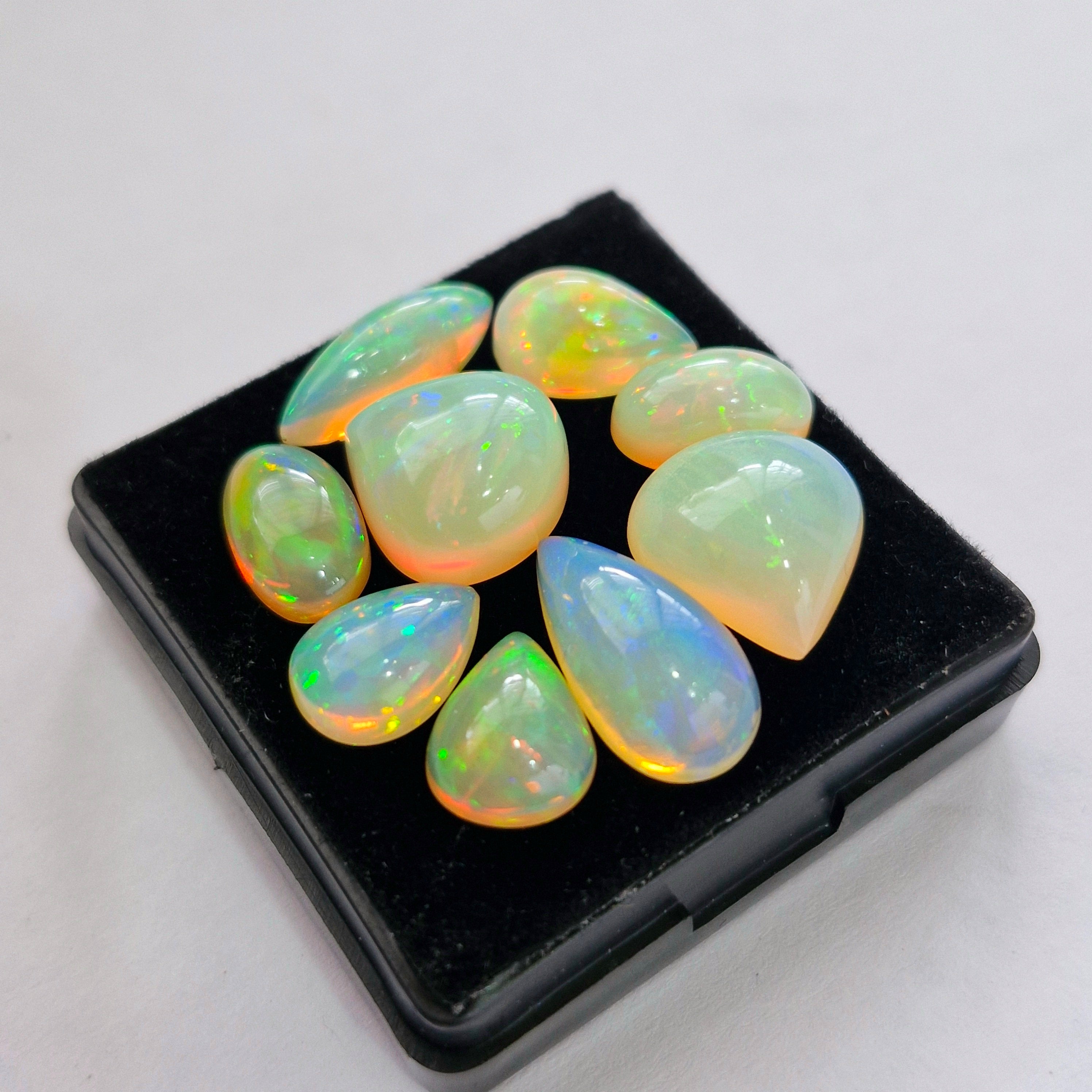 25.5cts Of  Natural Ethiopian Opal Cabochon  | Mix | Size: 11-16mm | 9pcs