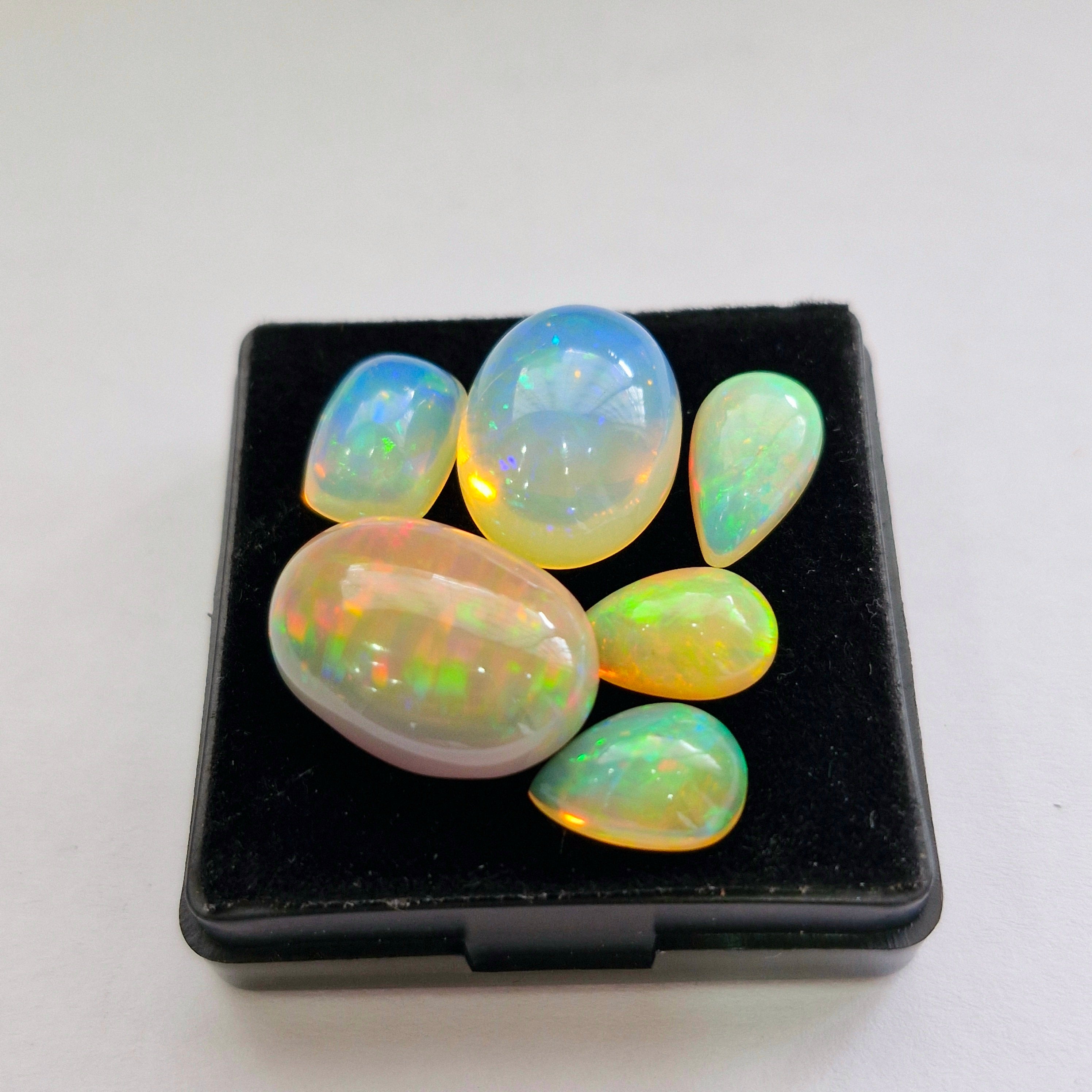 30.5cts Of  Natural Ethiopian Opal Cabochon  | Mix | Size: 12-19mm | 6pcs