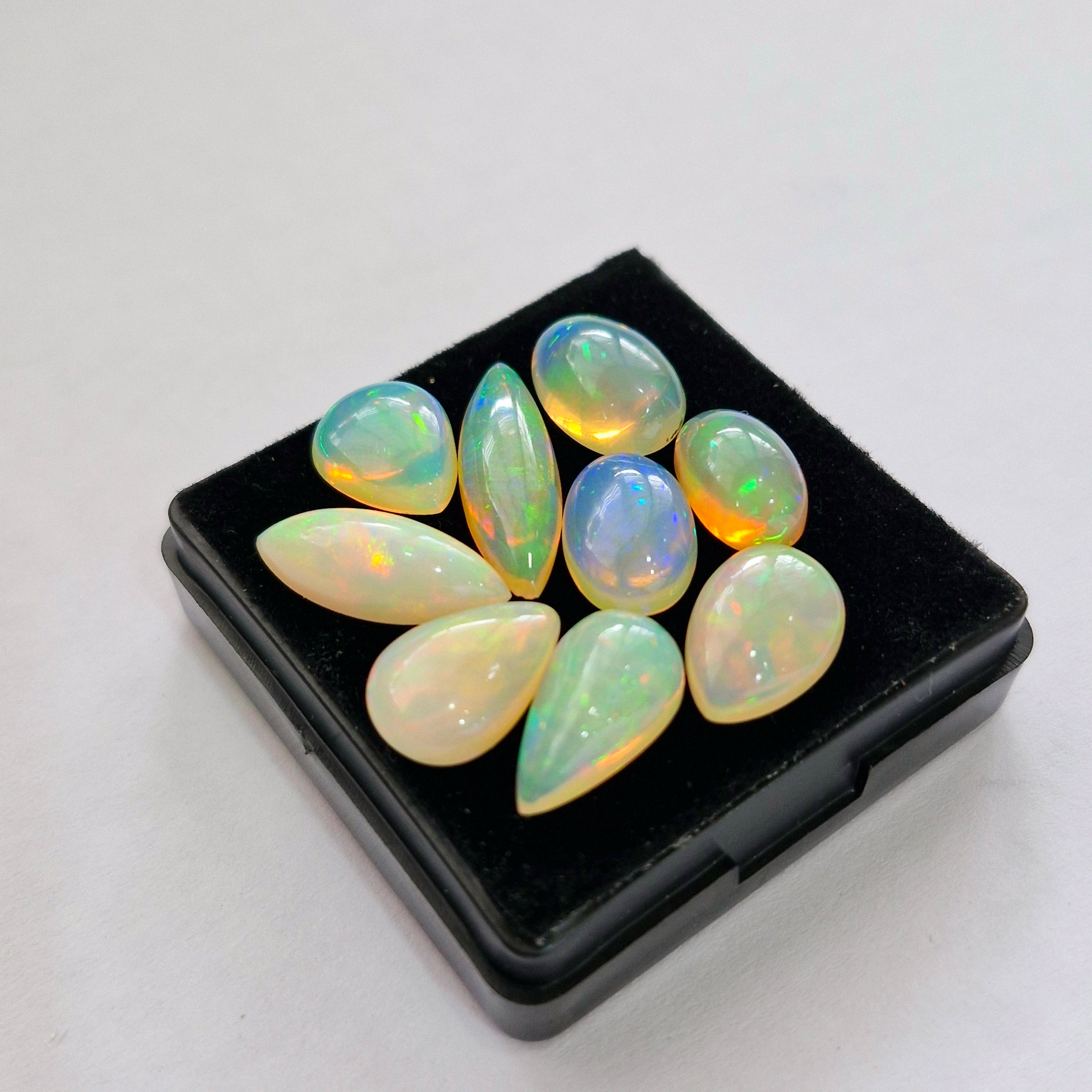 19.5cts Of  Natural Ethiopian Opal Cabochon  | Mix | Size: 11-20mm | 9pcs