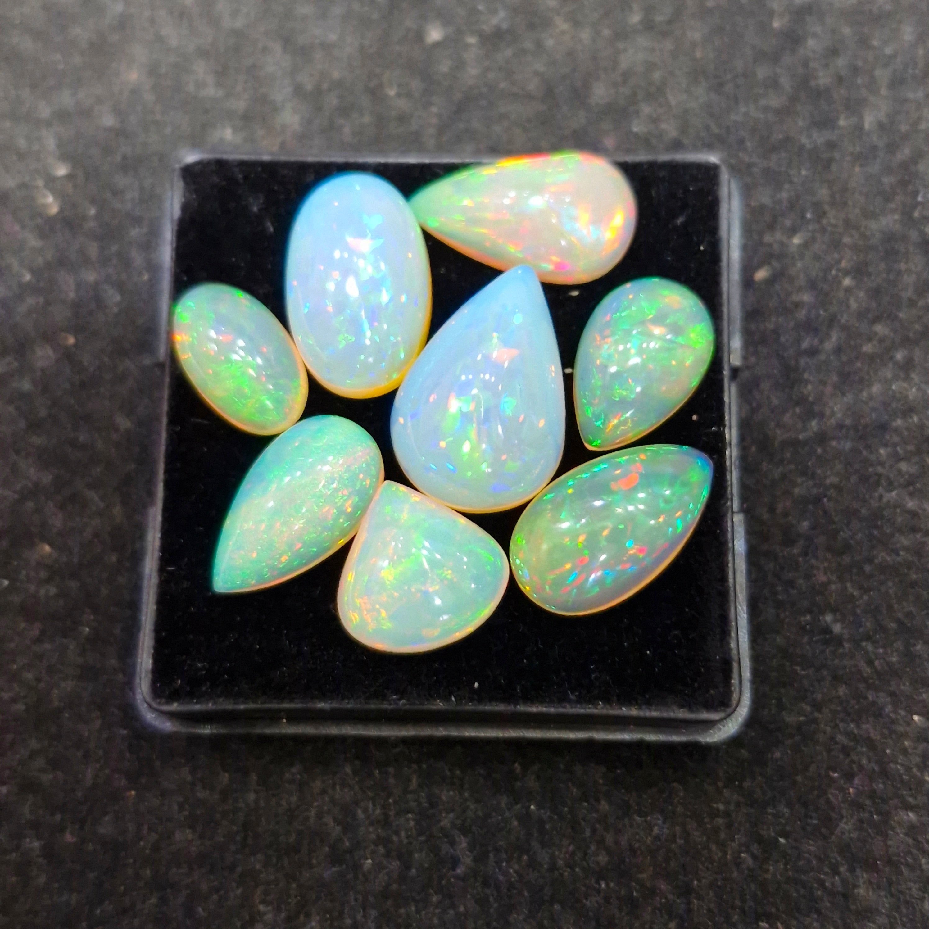 28.5cts Of  Natural Ethiopian Opal Cabochon  | Mix | Size: 11-17mm | 8pcs