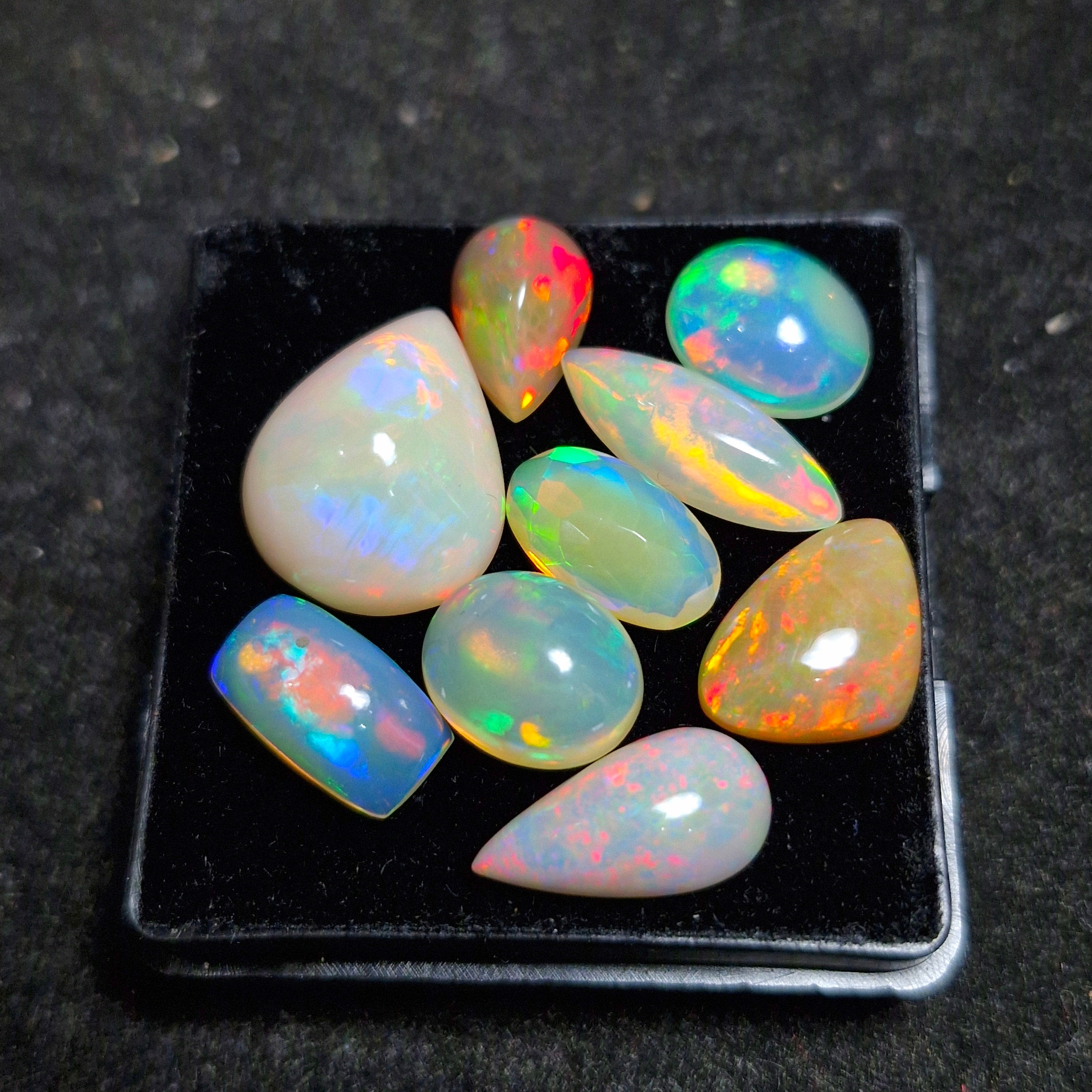 25.2cts Of  Natural Ethiopian Opal Cabochon  | Mix | Size: 9-17mm | 9pcs
