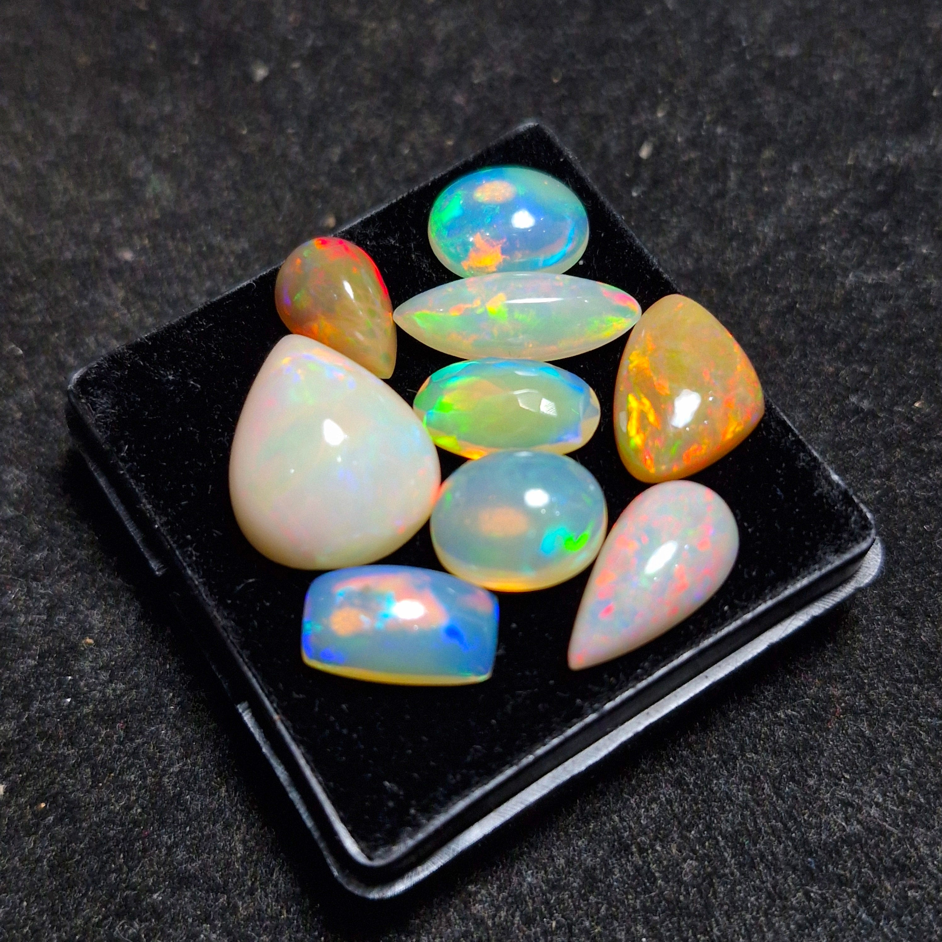 25.2cts Of  Natural Ethiopian Opal Cabochon  | Mix | Size: 9-17mm | 9pcs