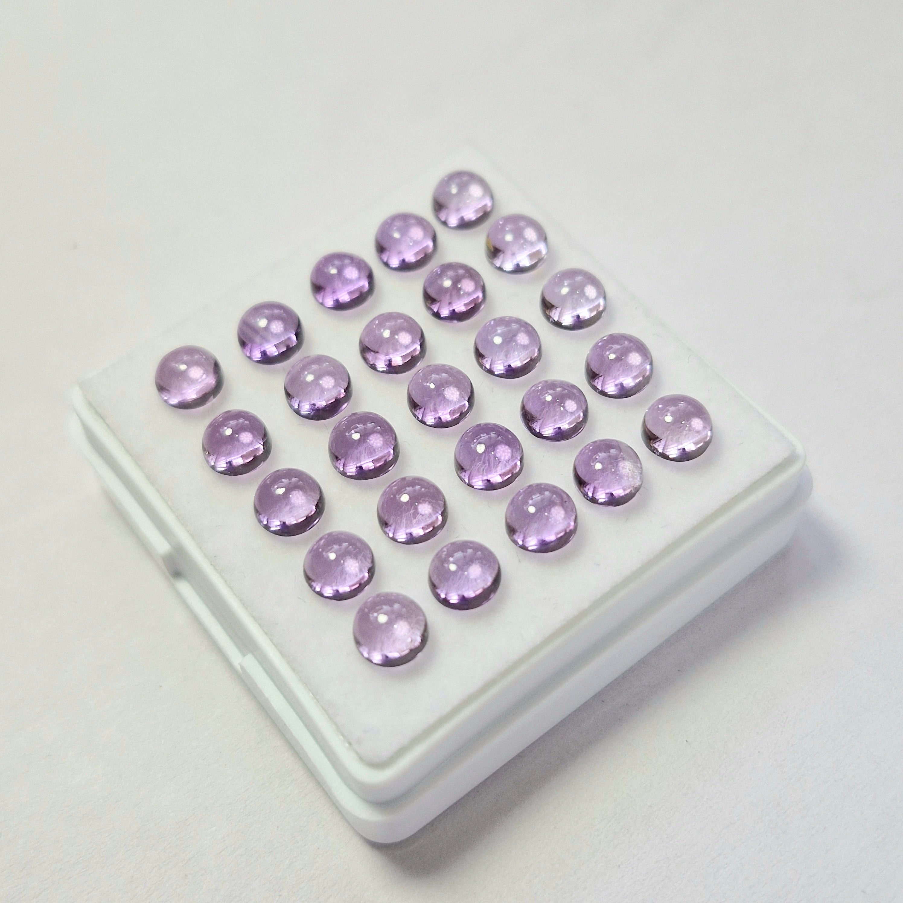 13.8cts Of  Natural Amethyst Cabochon  | Round | Size: 5mm | 25pcs