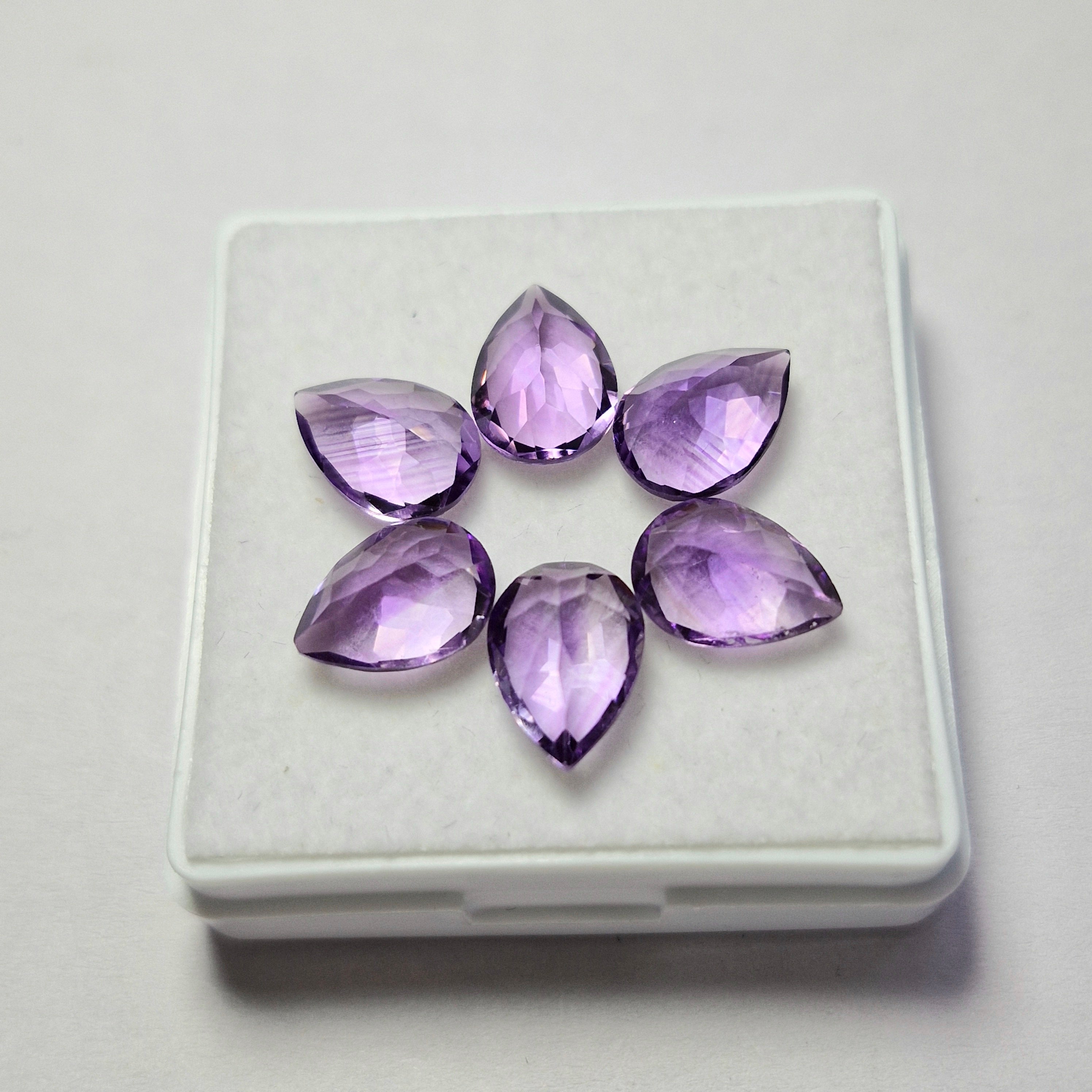 14.8cts Of  Natural Amethyst Faceted  | Pear | Size: 11x8mm | 6pcs
