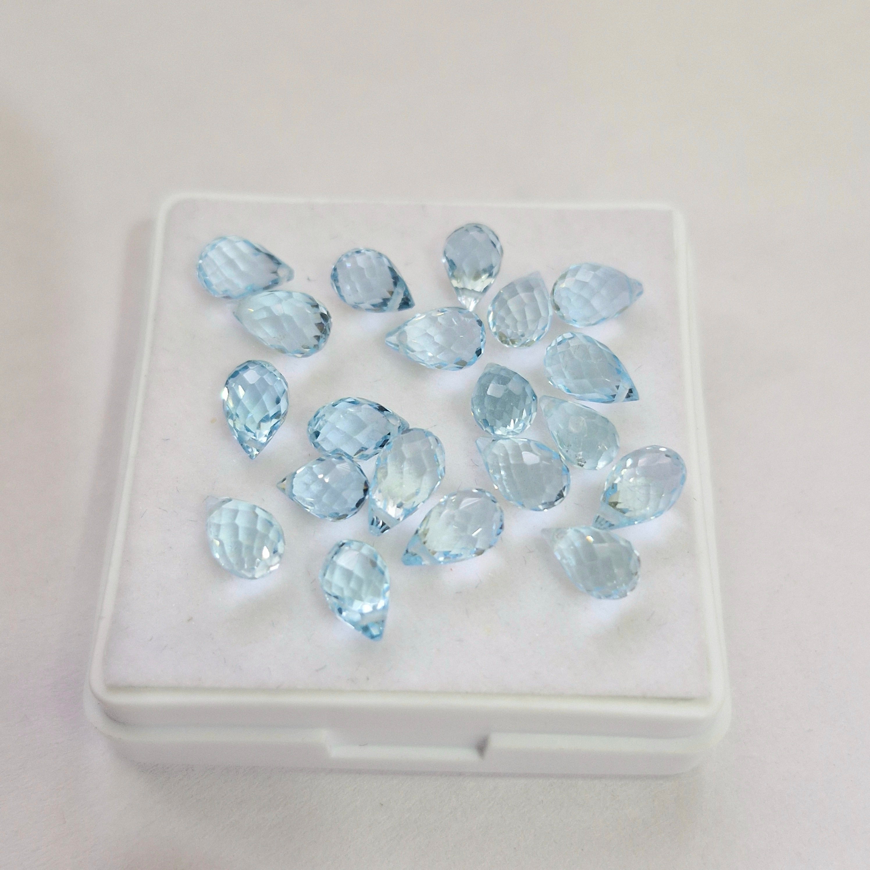 20.4cts Of Natural Blue Topaz Drops Faceted| Size: 7x4mm | 20pcs