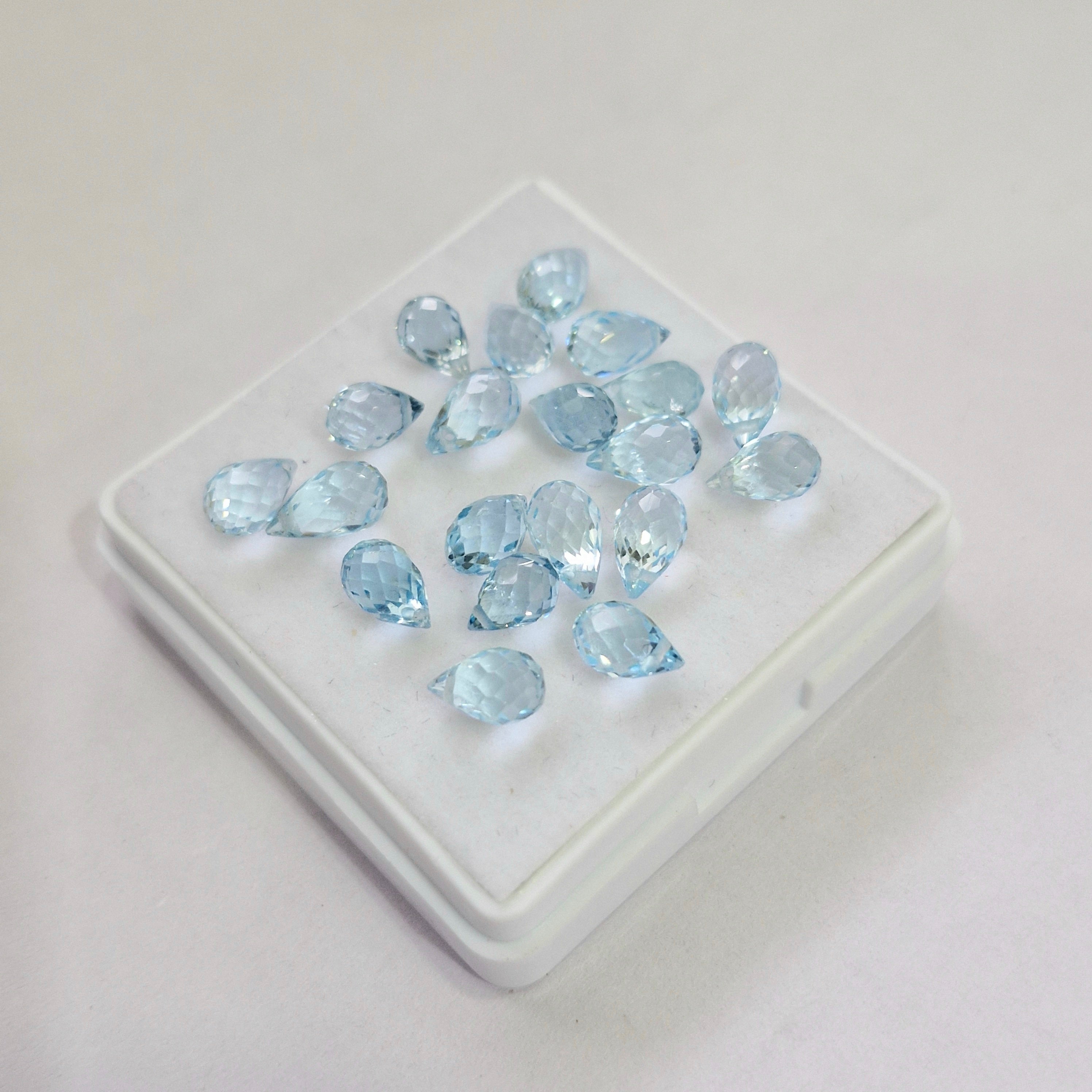 20.4cts Of Natural Blue Topaz Drops Faceted| Size: 7x4mm | 20pcs
