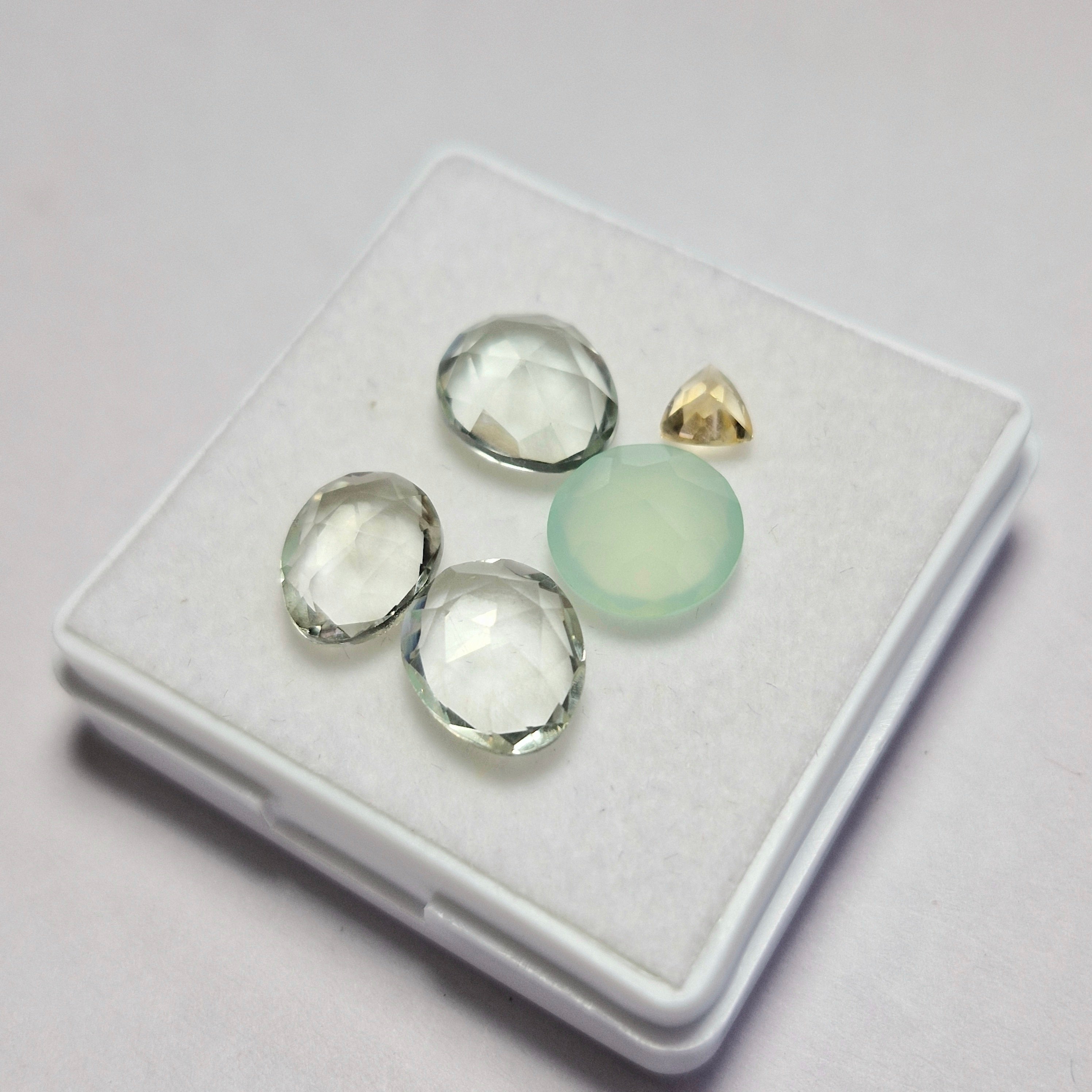 12.2cts Of  Natural Citrine, Prasiolite & Chalcedony Faceted  | Mix | Size: 6-12mm | 5pcs