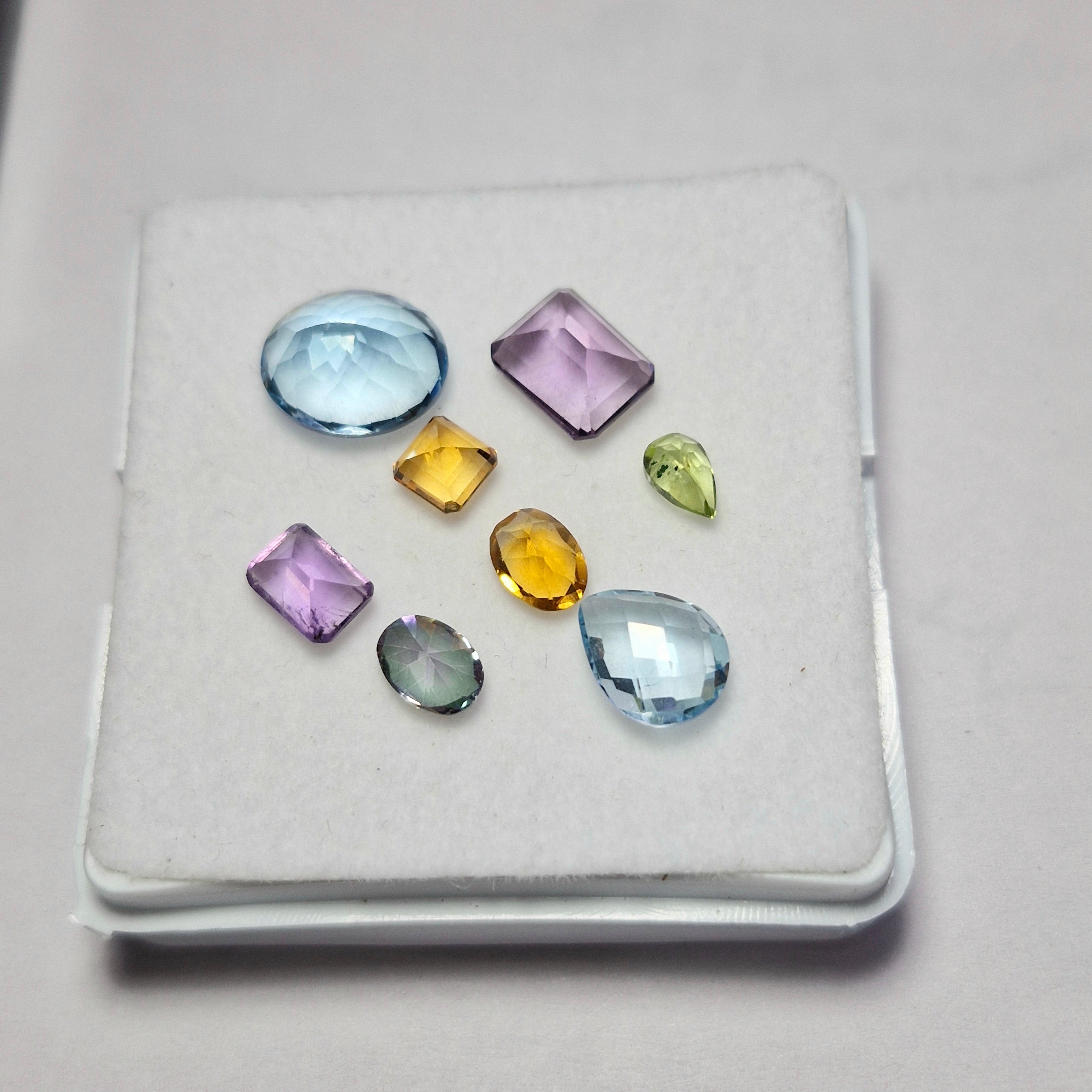13.6cts Of  Natural Citrine, Blue Topaz, Amethyst, Peridot & Mystic Topaz Faceted  | Mix | Size: 6x12mm | 8pcs