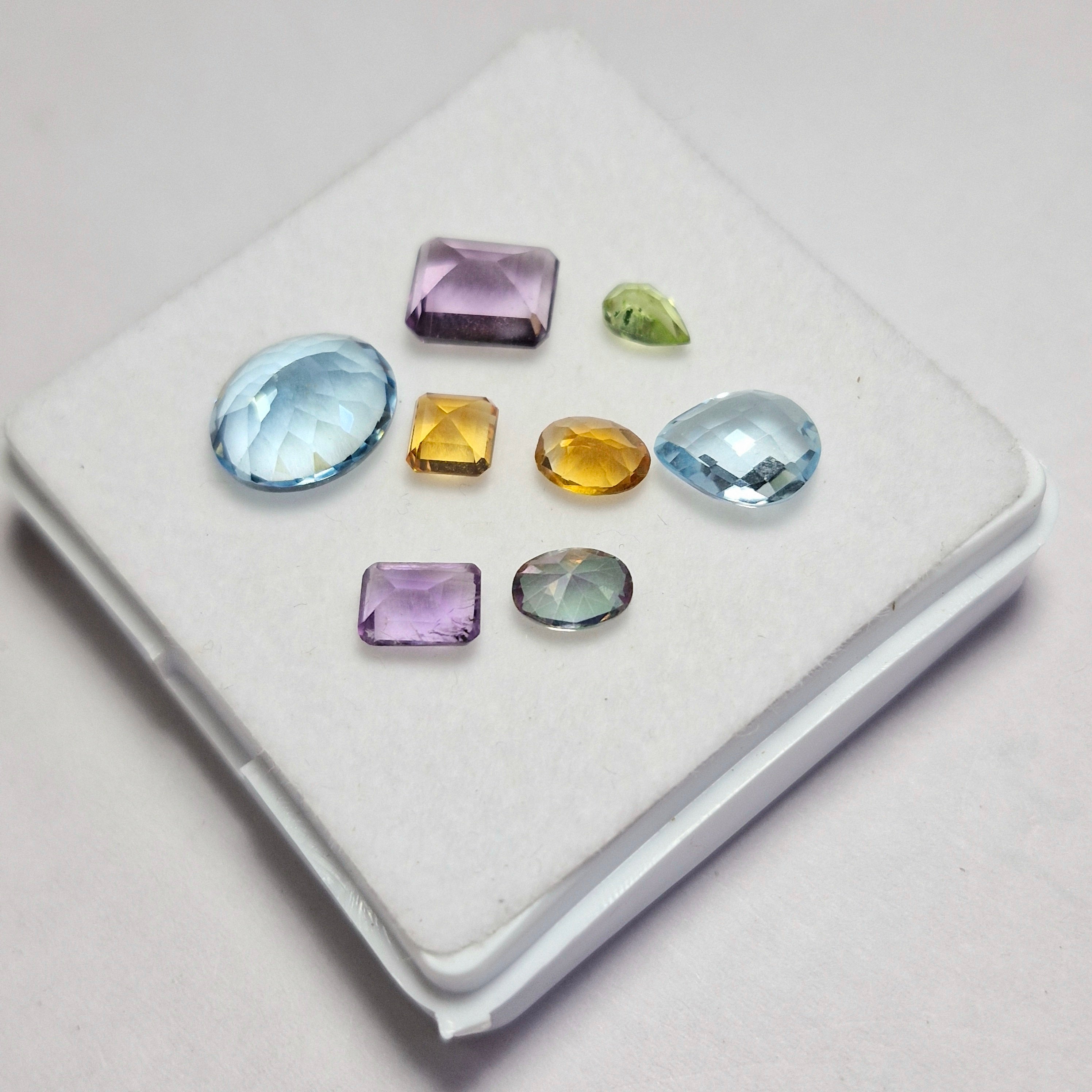 13.6cts Of  Natural Citrine, Blue Topaz, Amethyst, Peridot & Mystic Topaz Faceted  | Mix | Size: 6x12mm | 8pcs