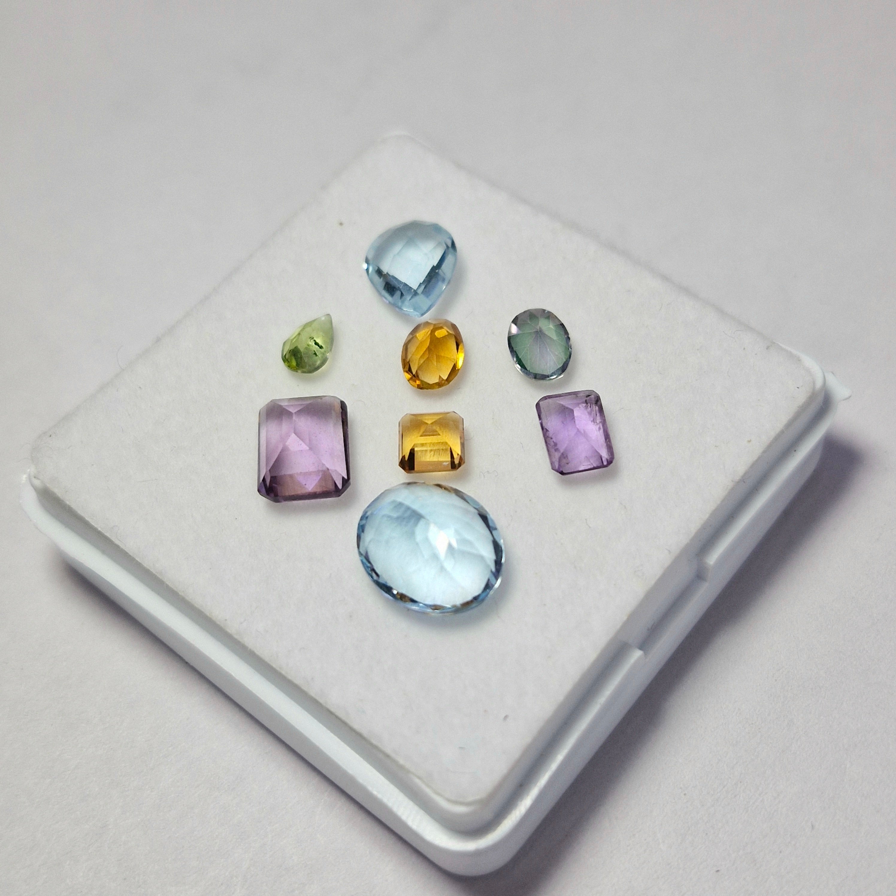 13.6cts Of  Natural Citrine, Blue Topaz, Amethyst, Peridot & Mystic Topaz Faceted  | Mix | Size: 6x12mm | 8pcs