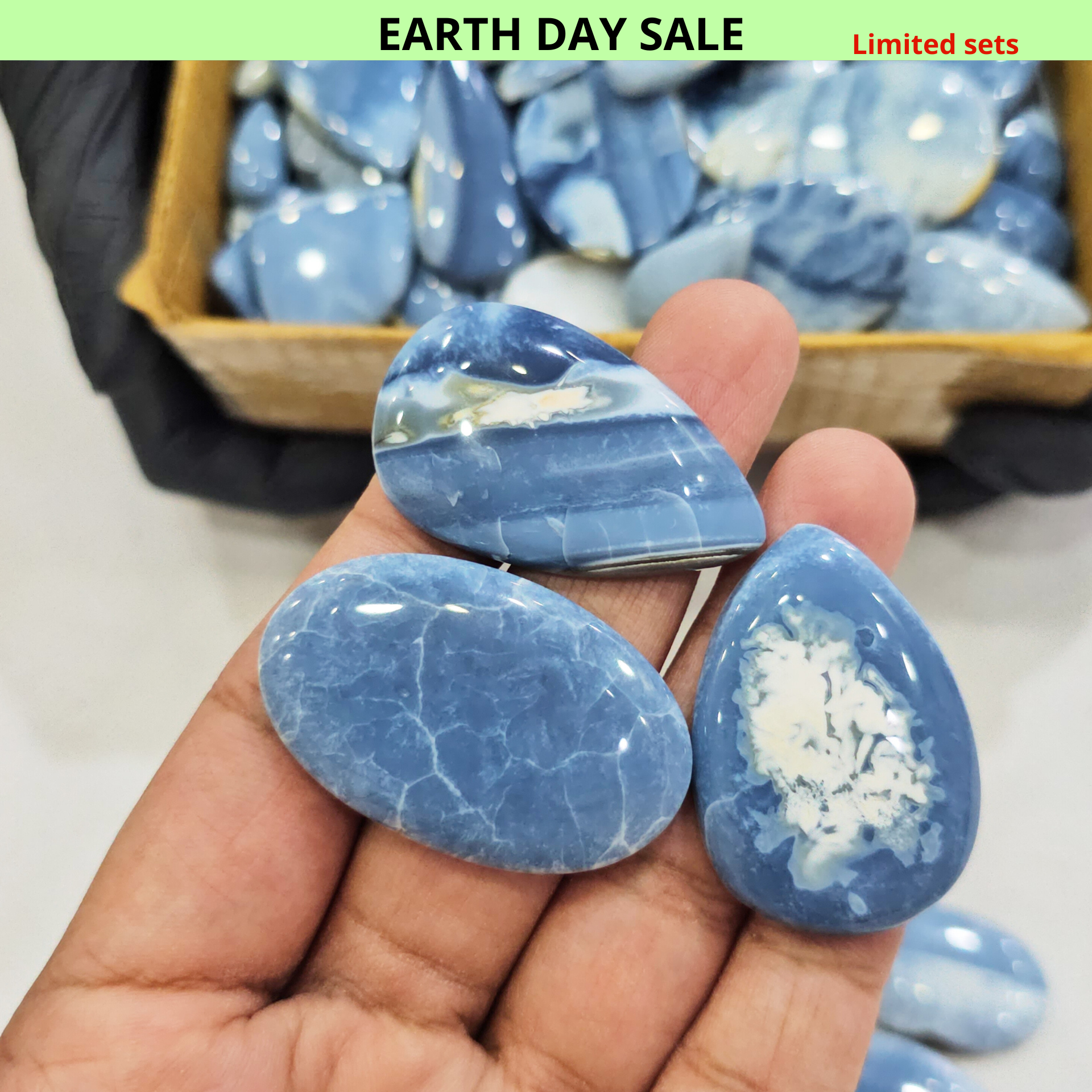 500 Grams Natural Deep Owyhee  Blue Opal  Gemstones | 60-70 Pcs (Approx.) | 15–45mm - The LabradoriteKing