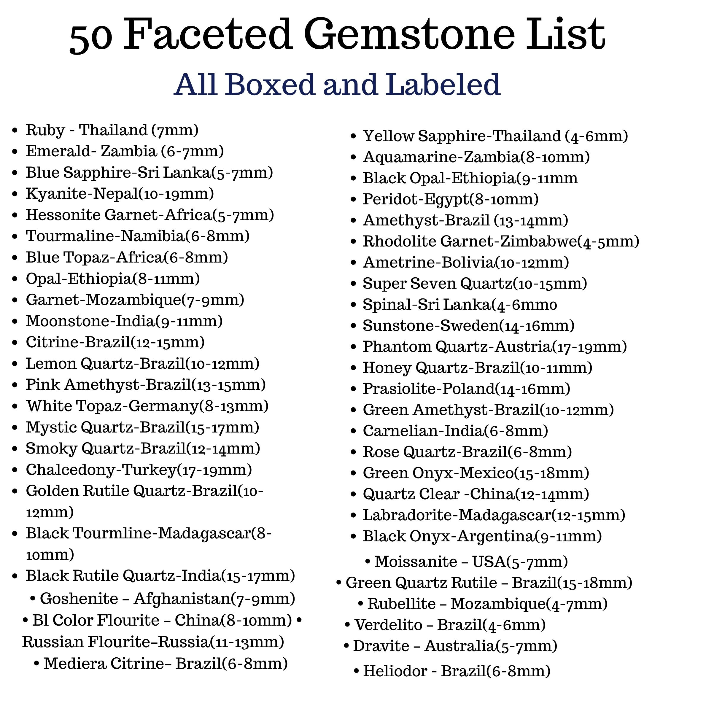 50 Essential Faceted Gemstones Collection Box | Labeled | Natural Earth Mined Gemstones - The LabradoriteKing