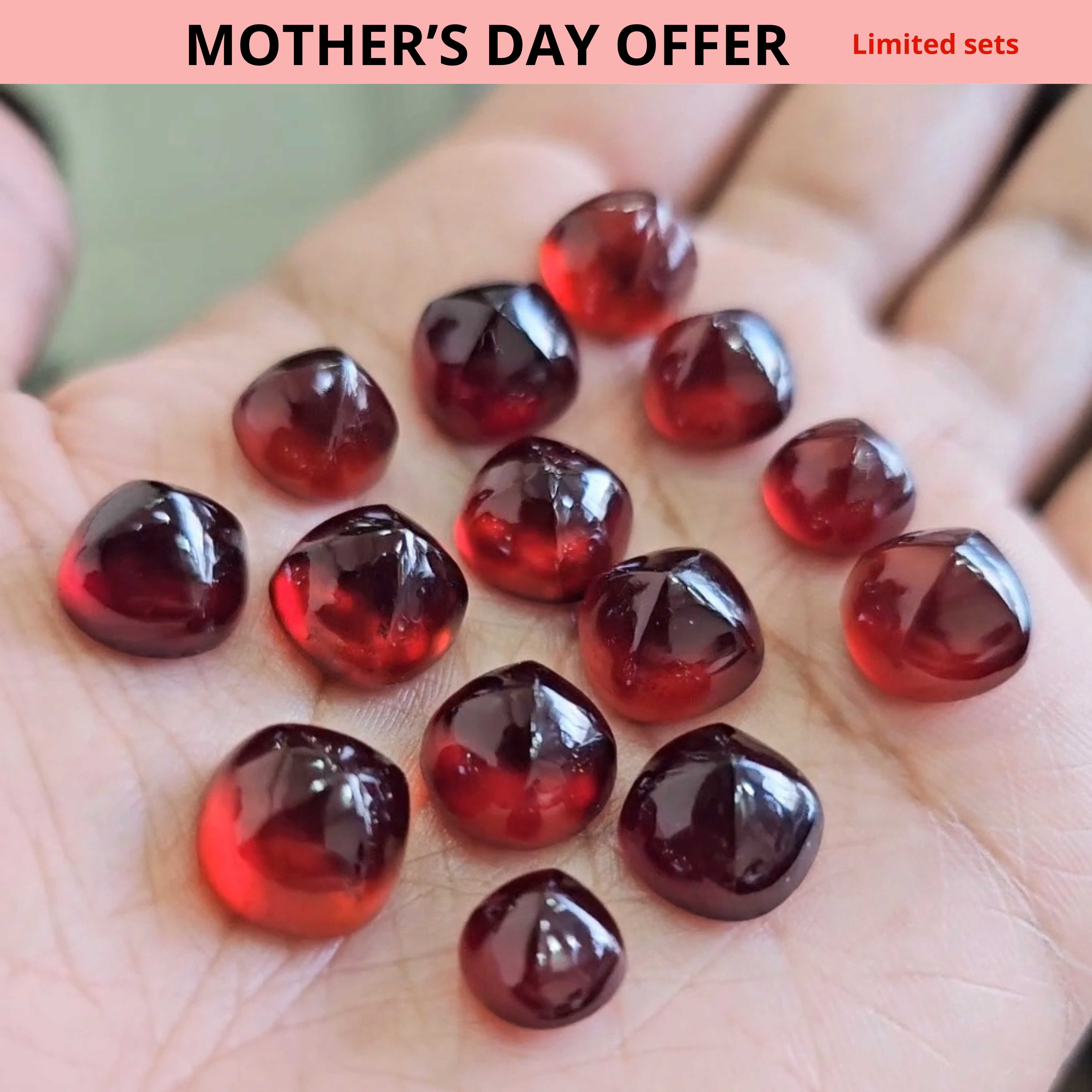 5 Pcs Natural Garnet Sugarloafs | 9mm to 12mm | Mozambique - The LabradoriteKing