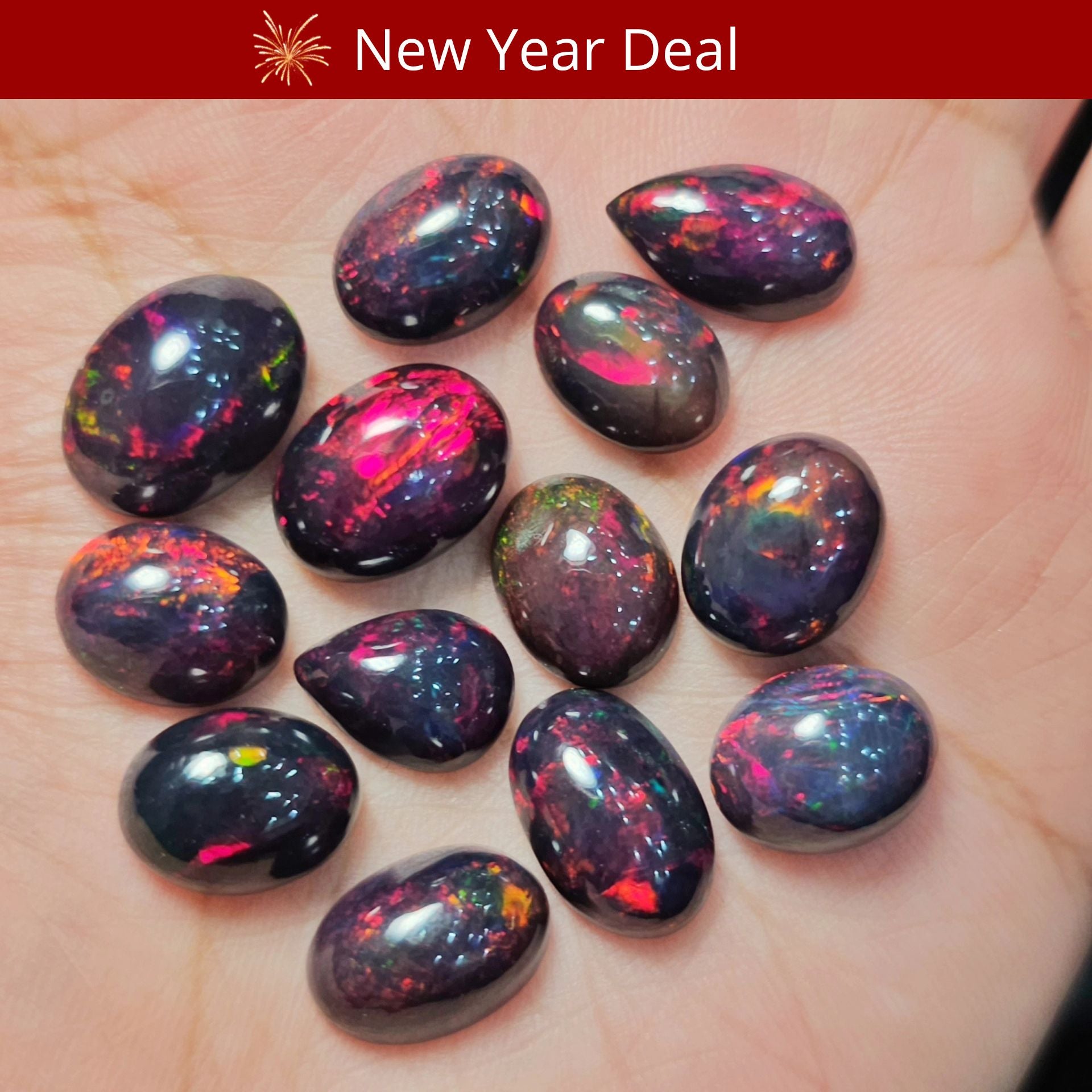 Natural Black Opal Cabochons(Smoked) | 14-17mm | 1 Pc | Top Quality - The LabradoriteKing