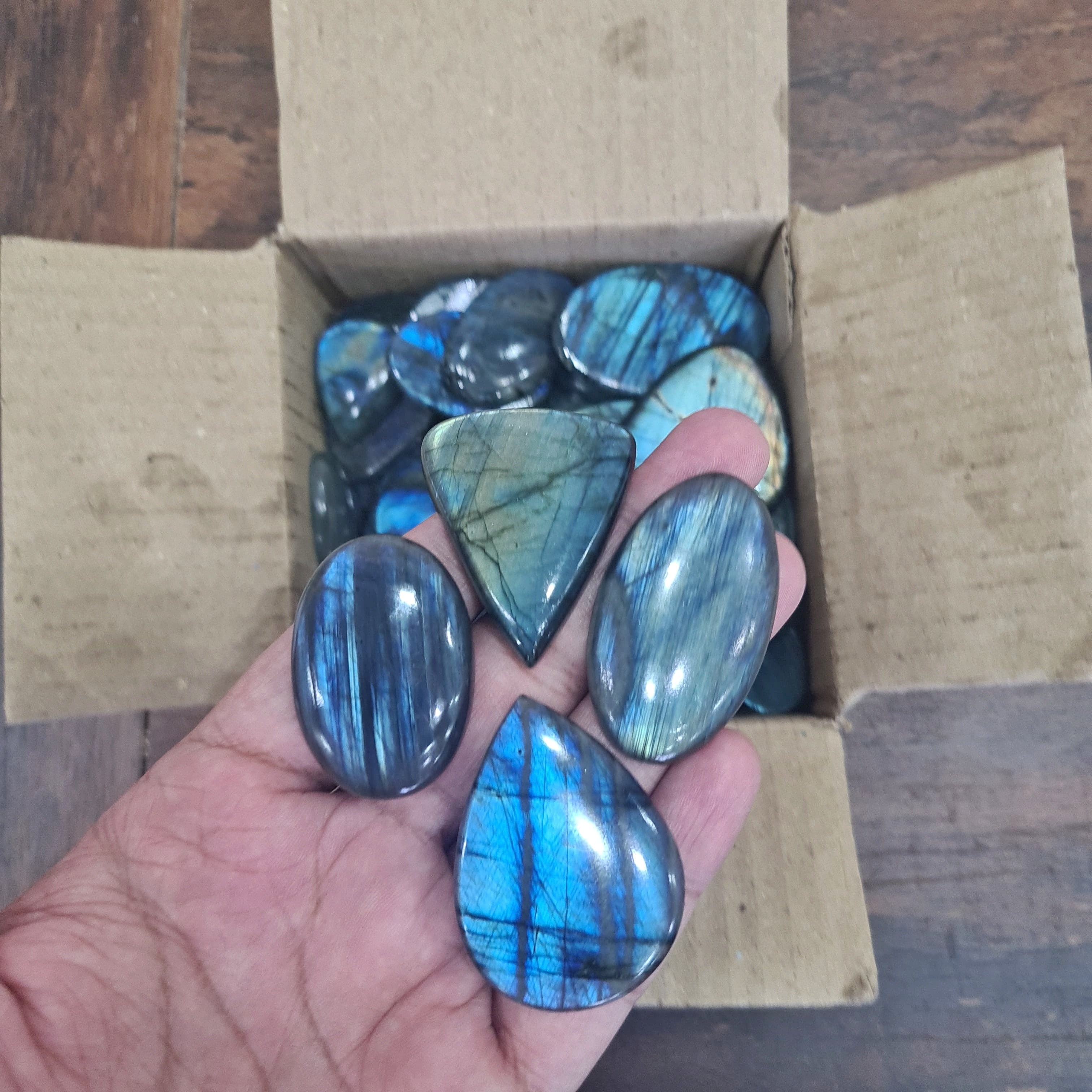 50 Pcs Blue Labradorite cabochons from Africa | 20-50mm - The LabradoriteKing