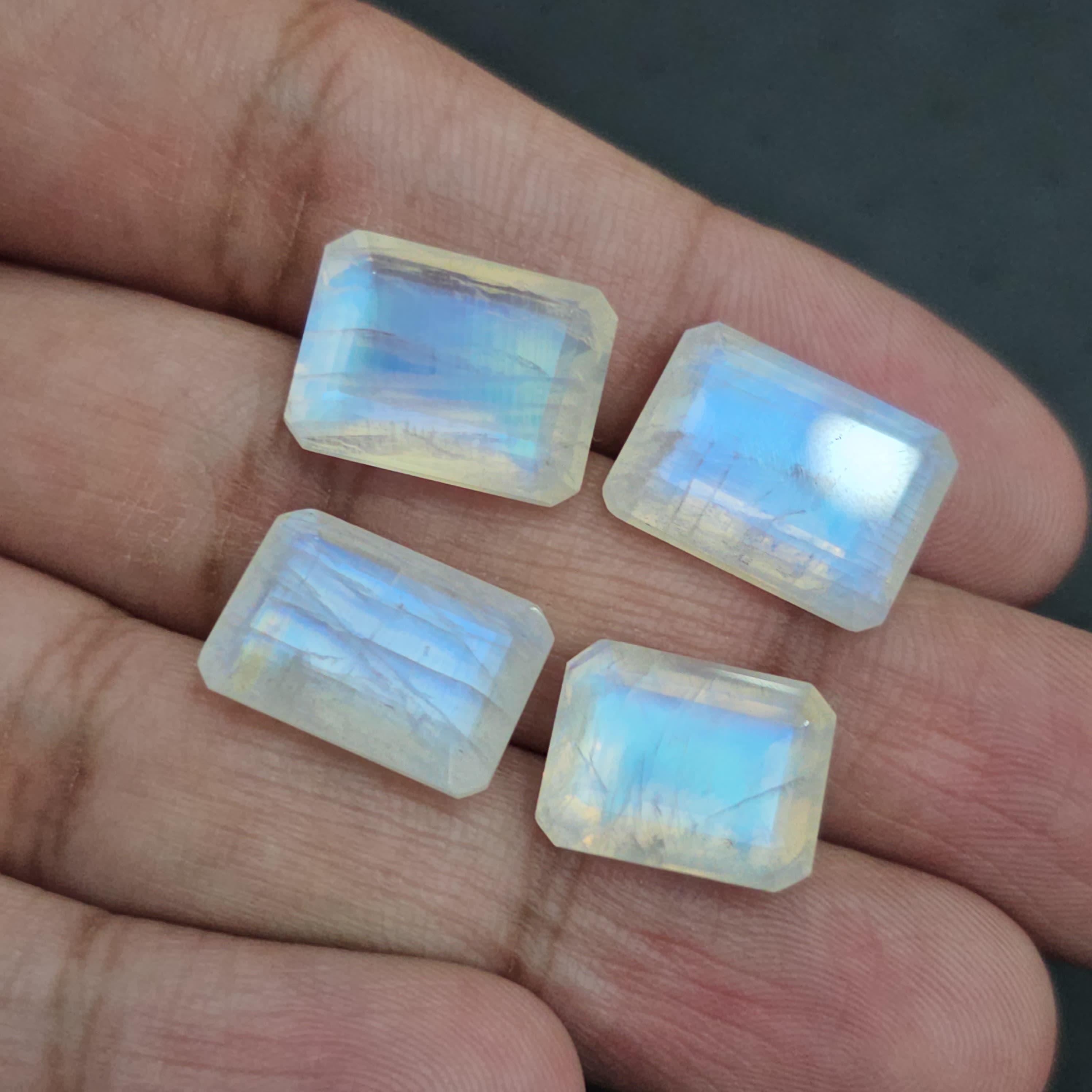 4 Pcs Faceted Moonstone Octagon | 14mm to 16mm sizes - The LabradoriteKing