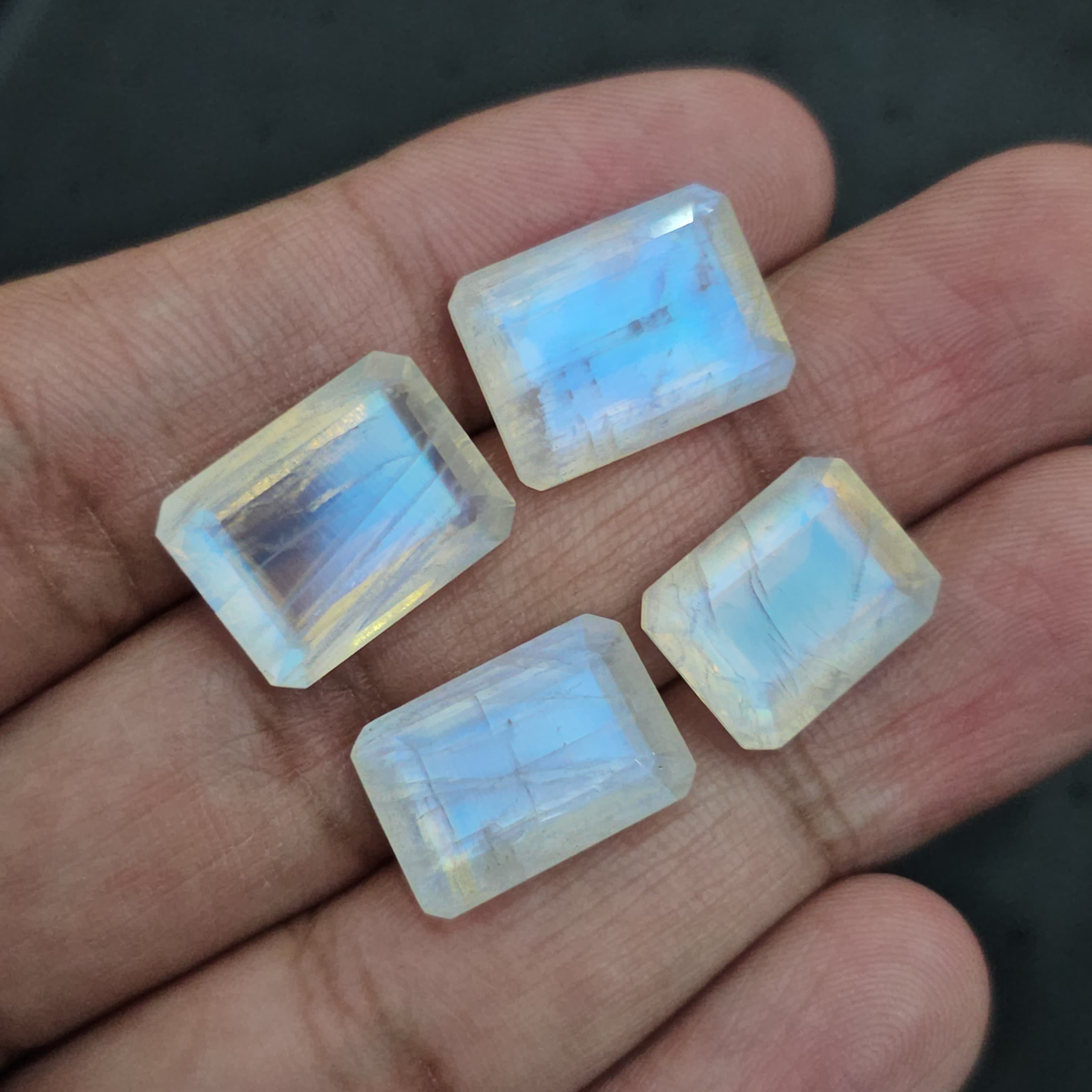 4 Pcs Faceted Moonstone Octagon | 14mm to 16mm sizes - The LabradoriteKing