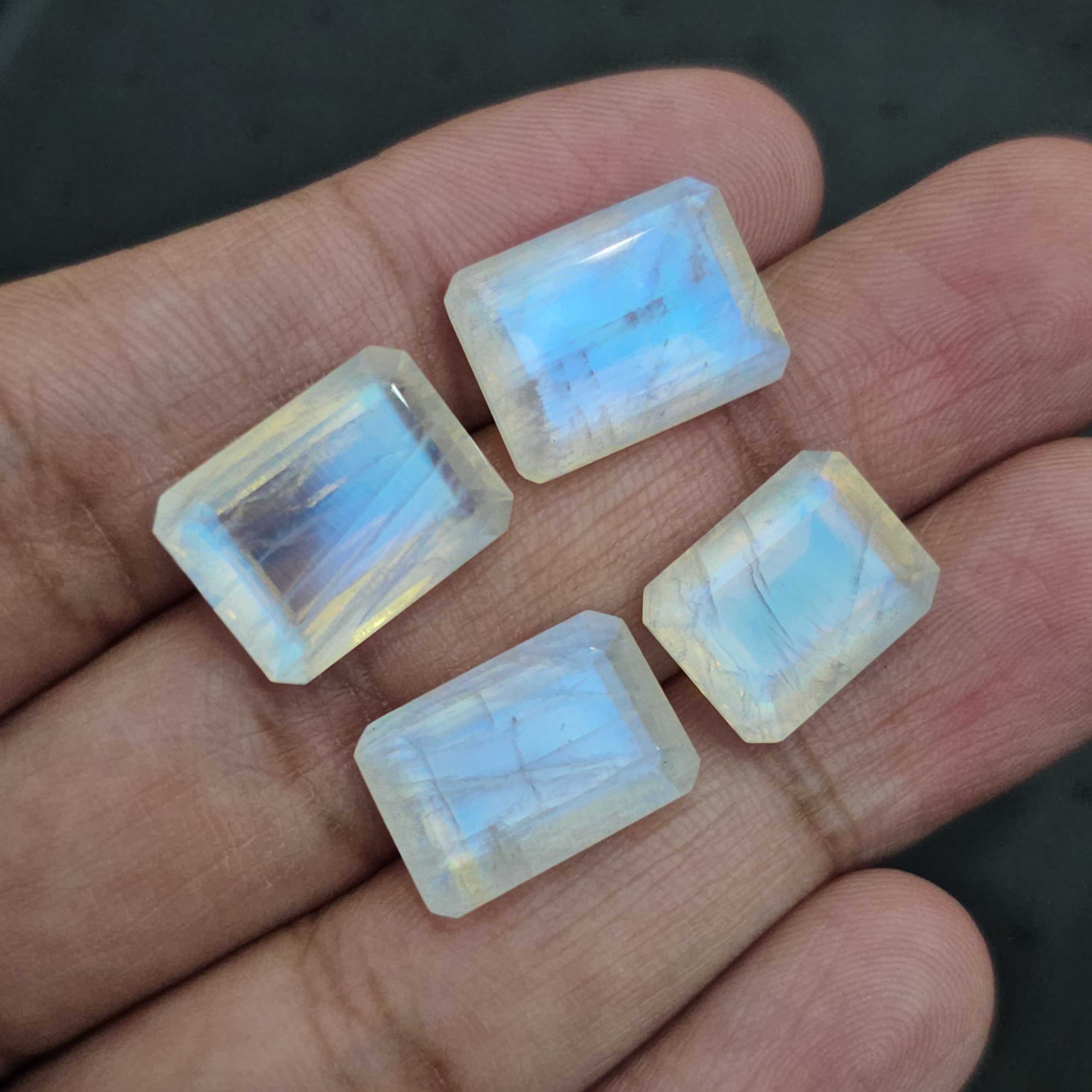 4 Pcs Faceted Moonstone Octagon | 14mm to 16mm sizes - The LabradoriteKing