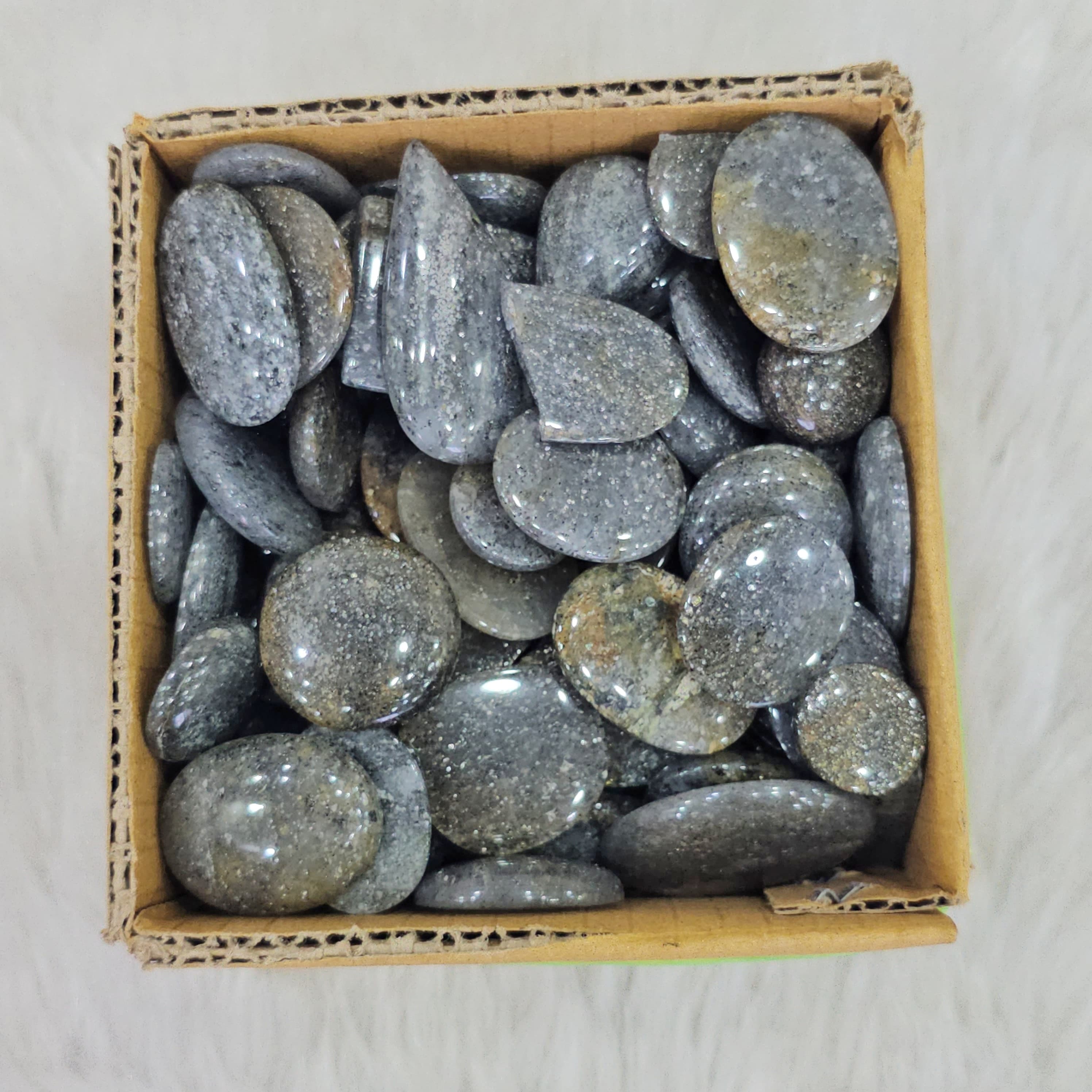 500 Gram Natural Black Sunstone Cabochon Lot - Untreated and Authentic | 1 Inches to 2.5 Inches| 40-50 Pcs approx