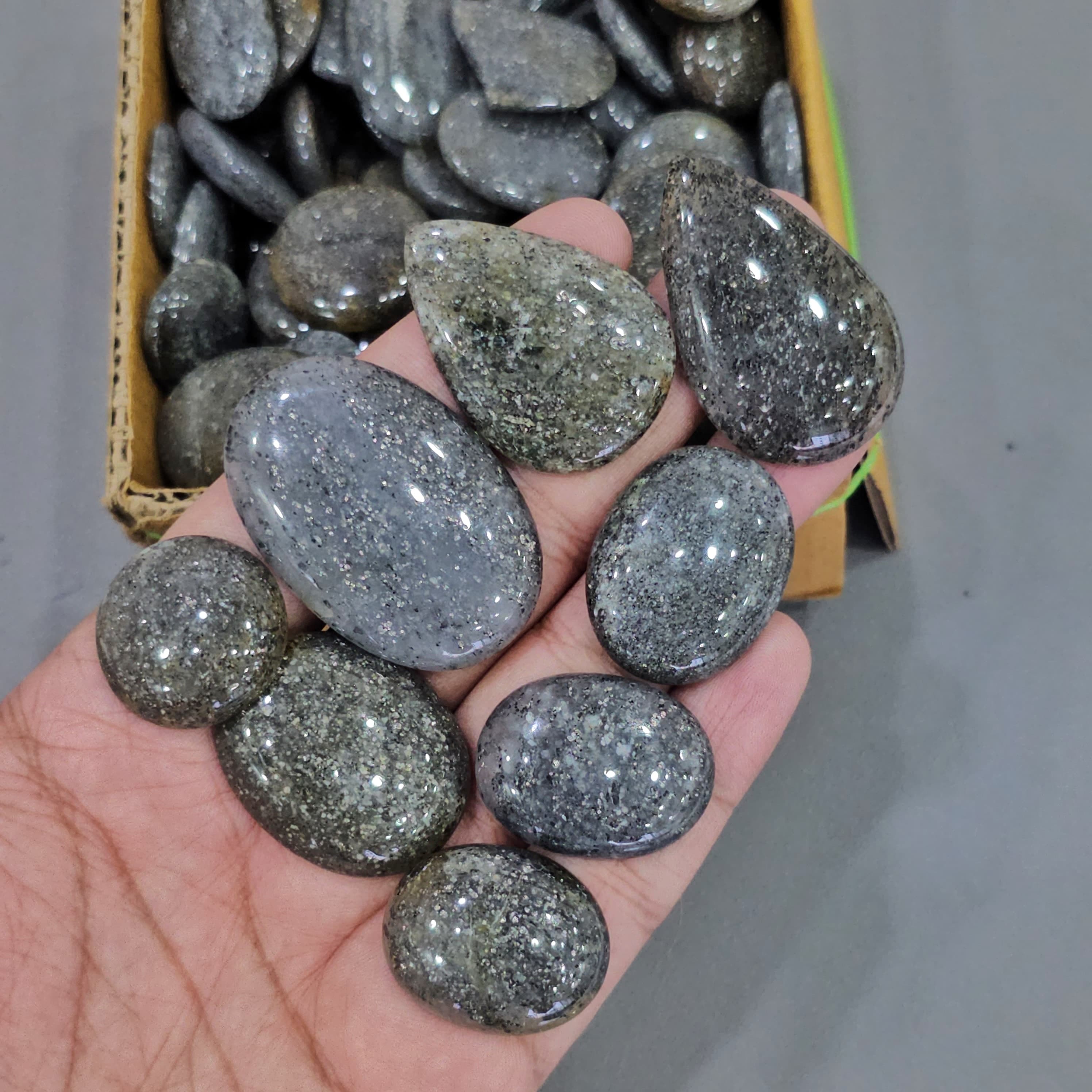 500 Gram Natural Black Sunstone Cabochon Lot - Untreated and Authentic | 1 Inches to 2.5 Inches| 40-50 Pcs approx