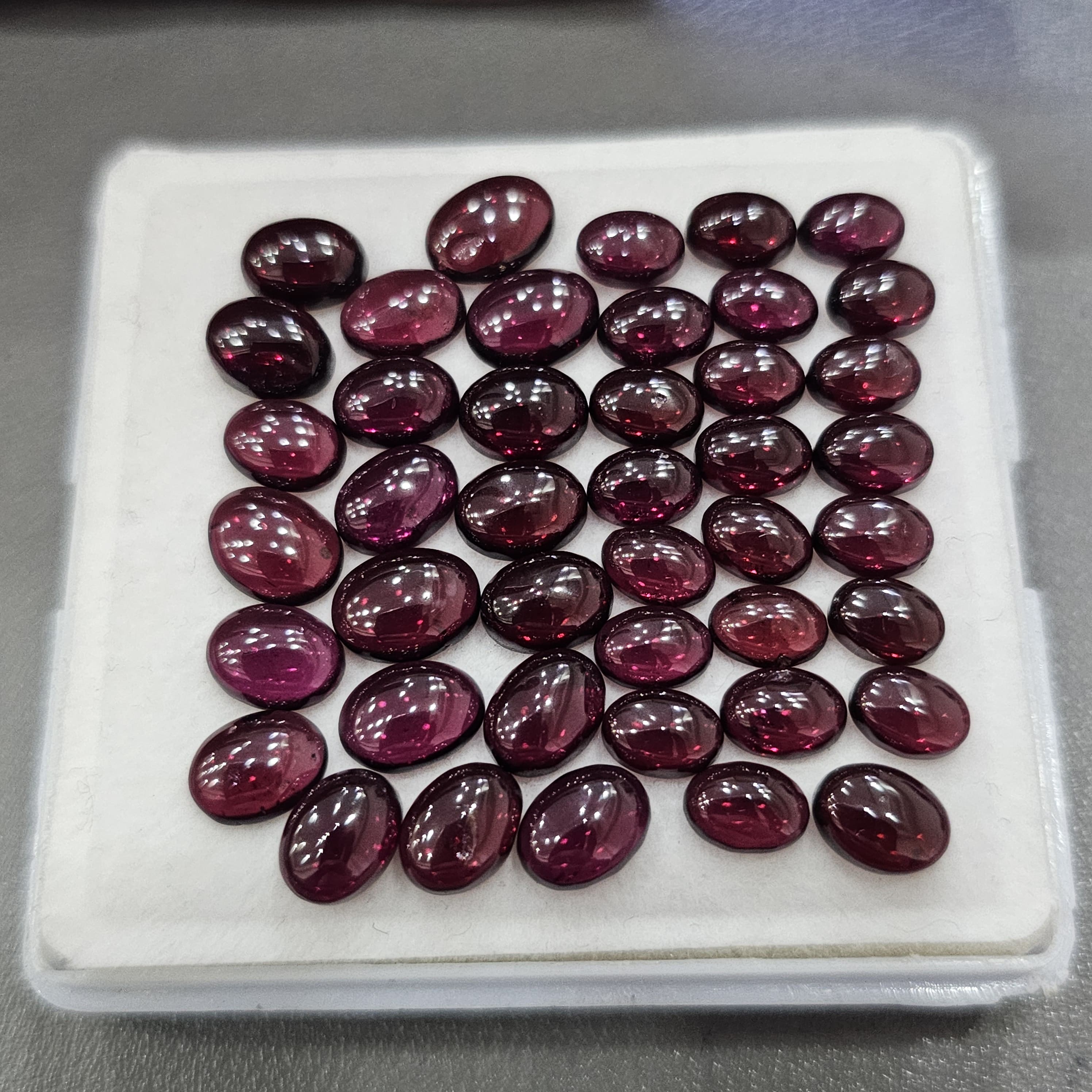 43 Pcs Of Mix Natural Garnet Cabochan | Shape: Oval| Size: 7-9mm