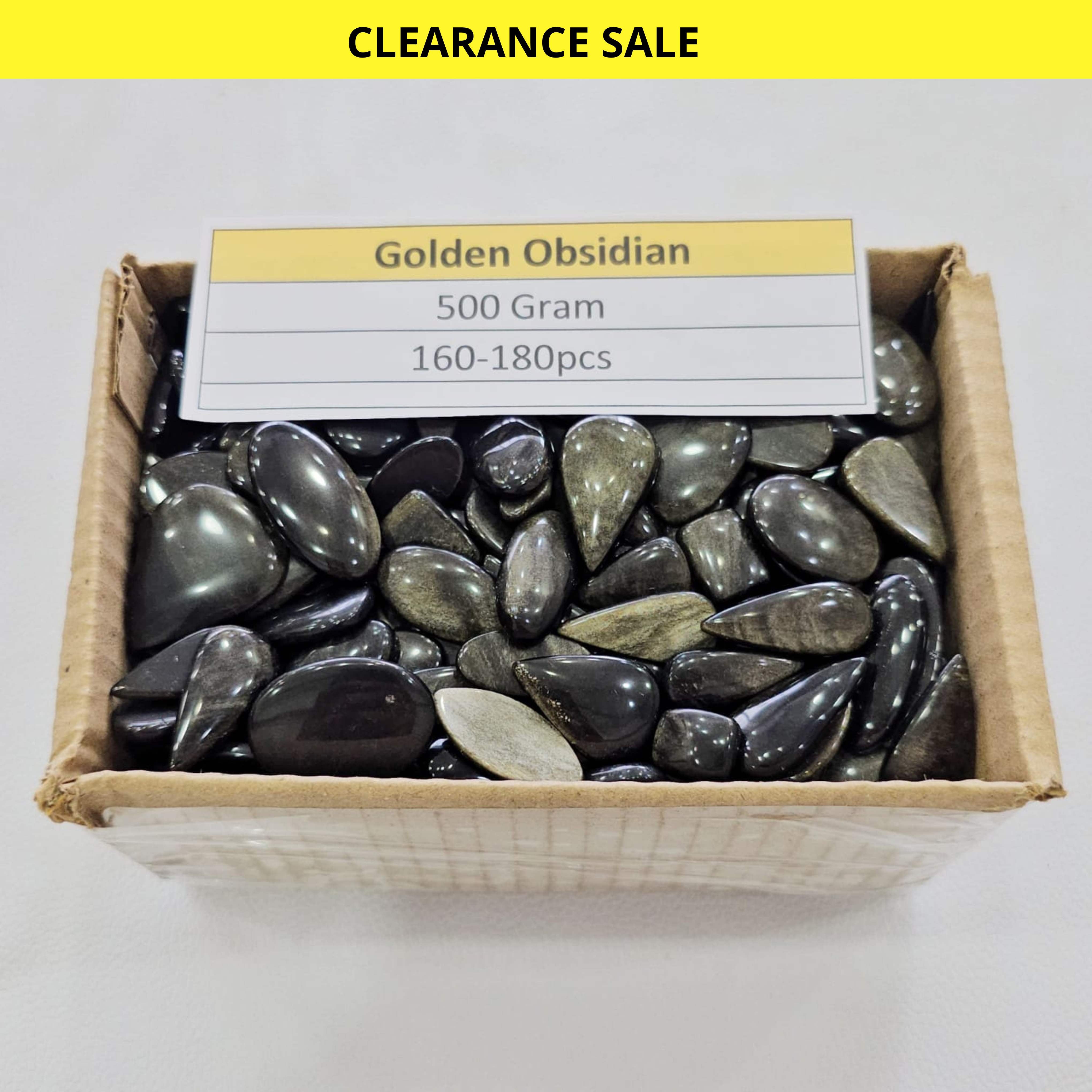 500 Grams Natural Golden Obsidian Cabochons | 15–45mm | 160–180 Pcs | Polished Gemstones - The LabradoriteKing
