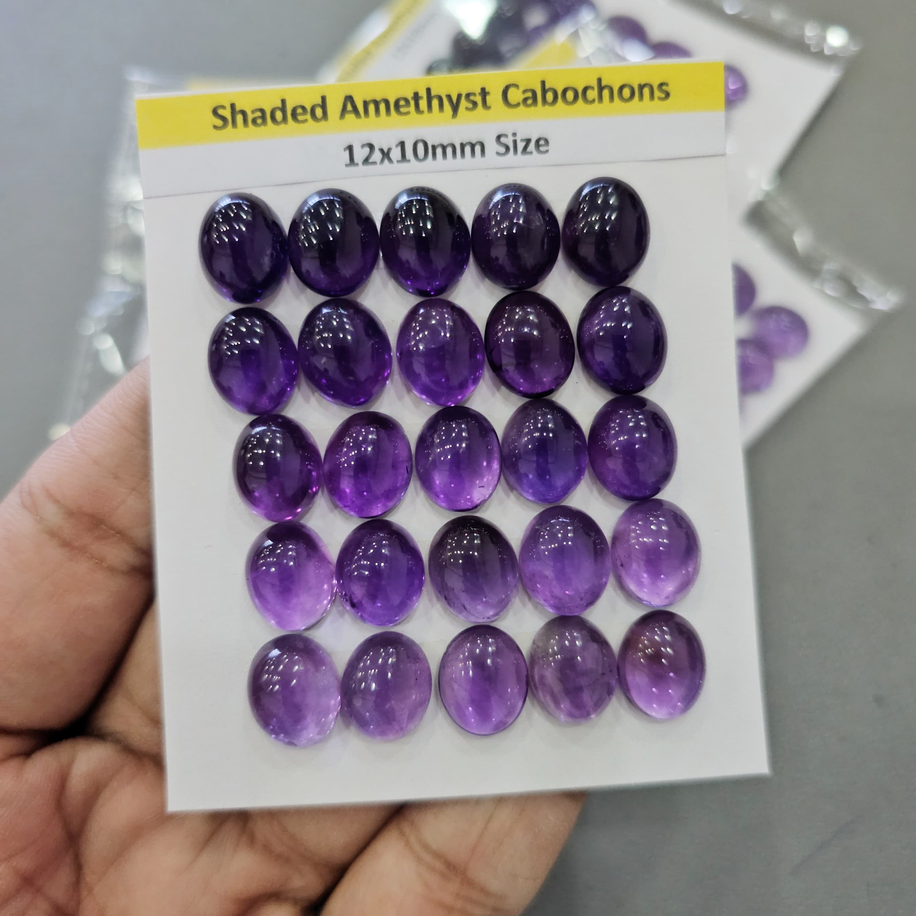 1 Card of Natural Shaded Amethyst Cabochons | 12x10mm | Oval Shapes