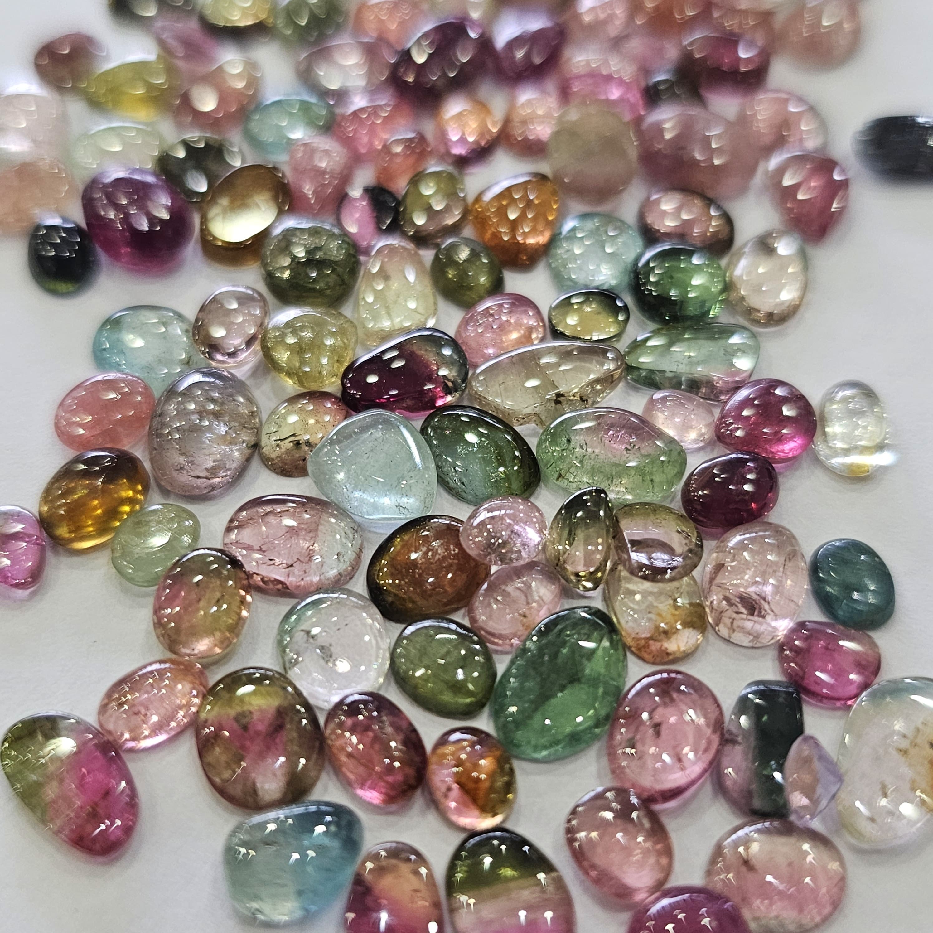 20 Carats of Bi-Color Tourmaline Cabochons | 4–8mm | Natural Bi-Colors