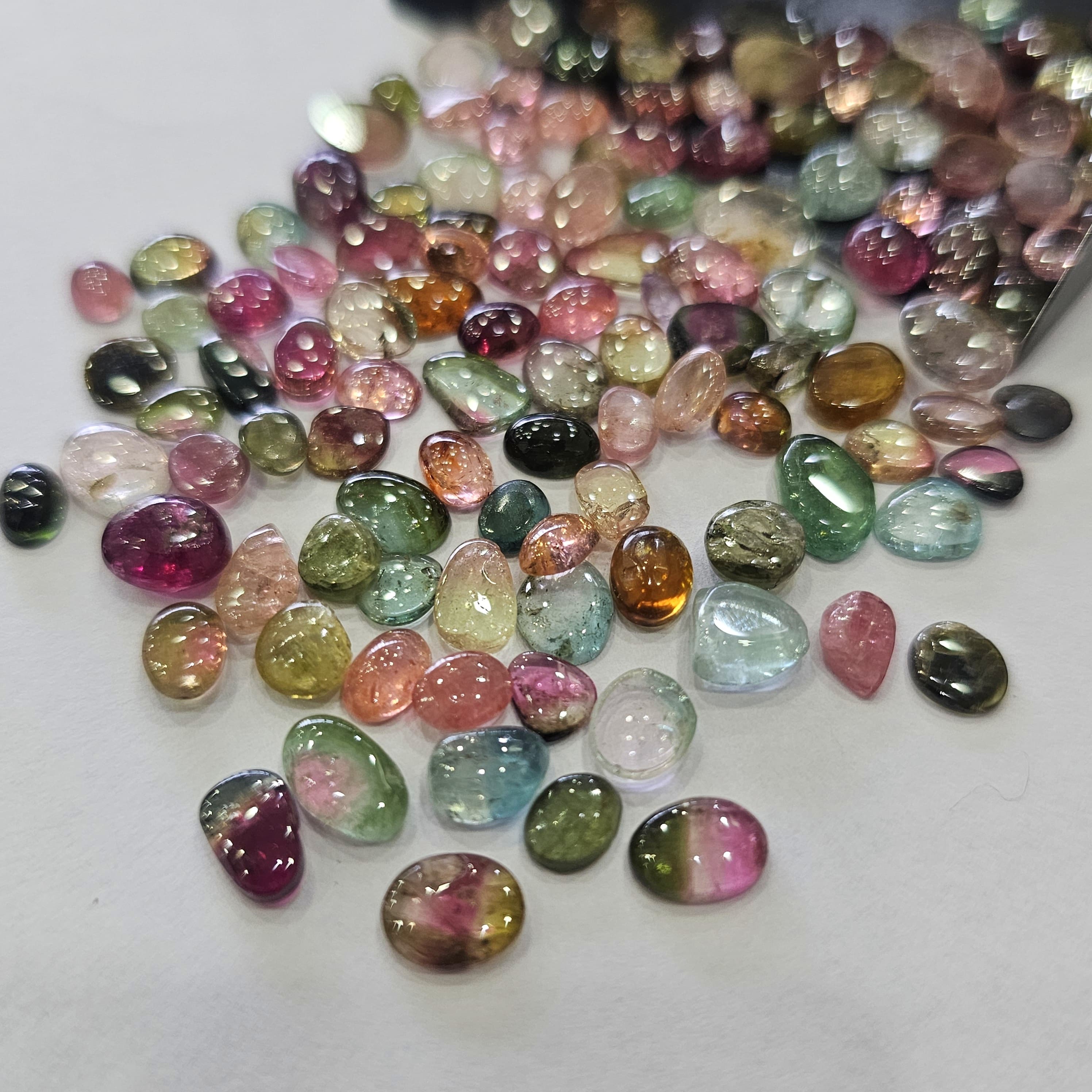 20 Carats of Bi-Color Tourmaline Cabochons | 4–8mm | Natural Bi-Colors