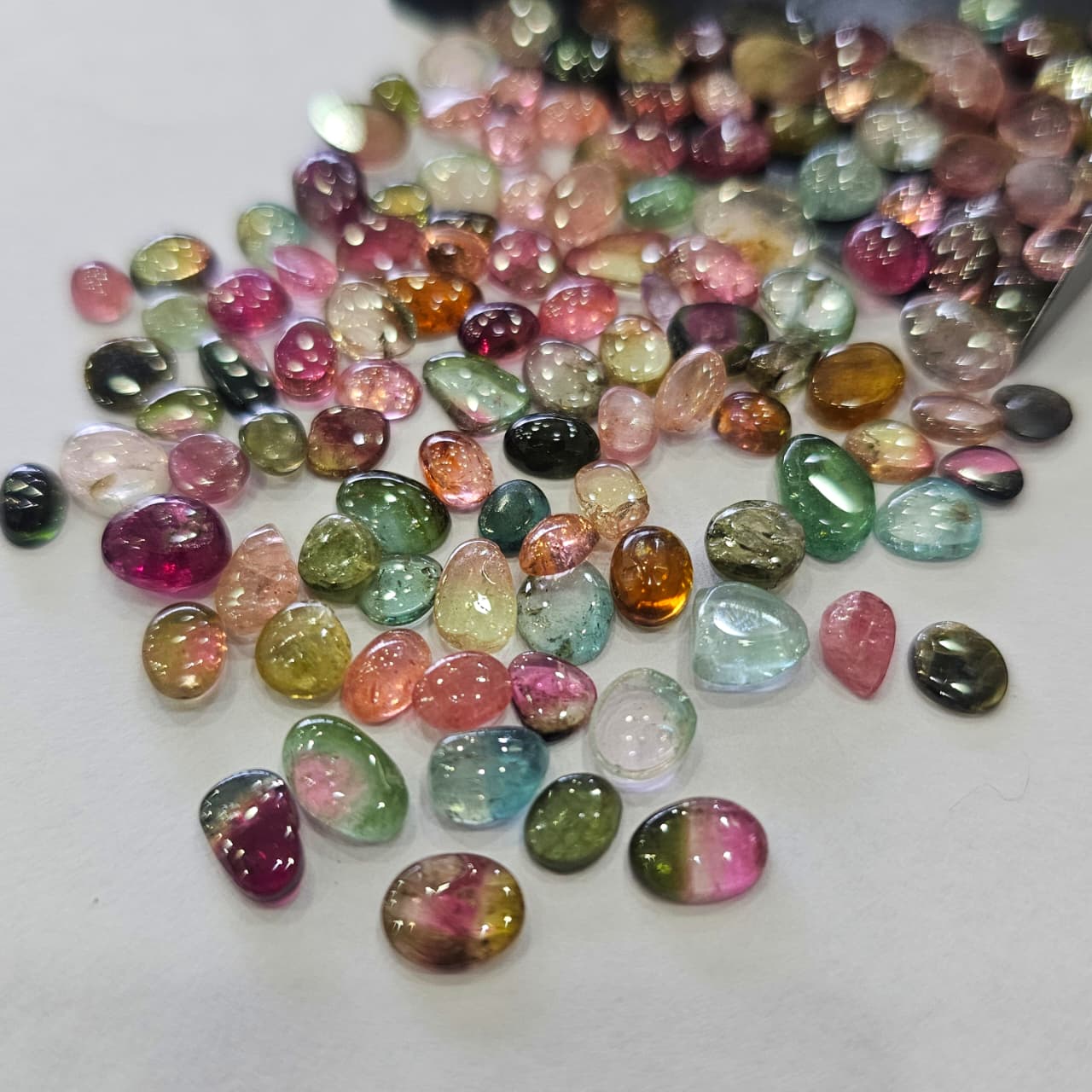 20 Carats of Bi-Color Tourmaline Cabochons | 4–8mm | Natural Bi-Colors