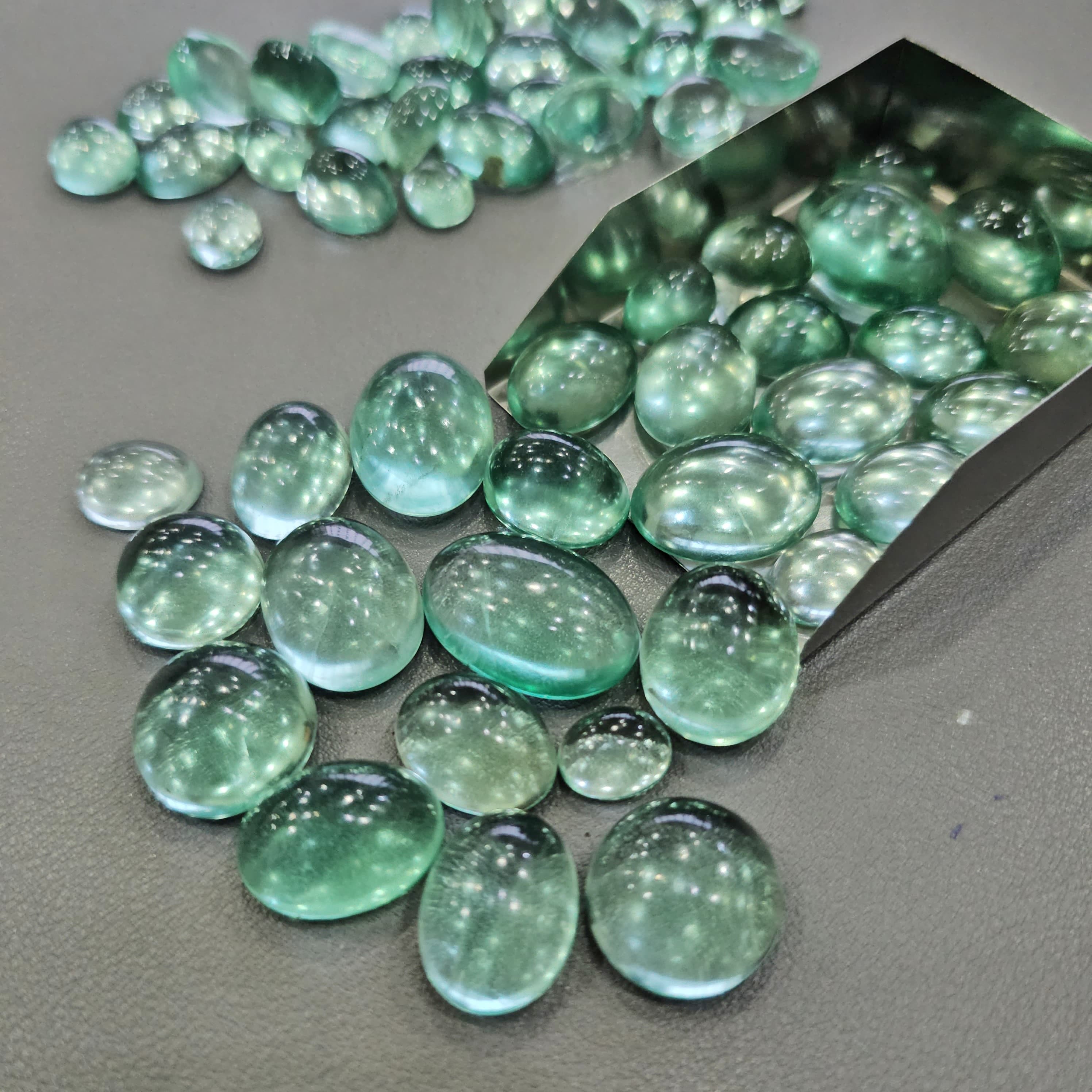 200cts Mint Fluorite from Russia Cabochons | 12–15 Pcs | 10–20mm