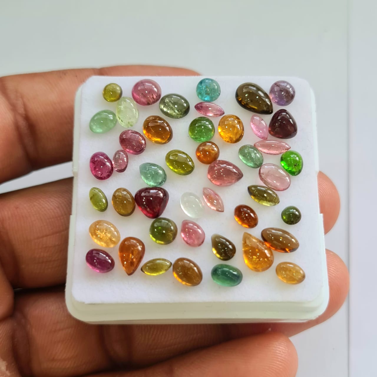 45 Pcs Natural Multi Tourmaline Cabochon | Mix | Size: 3-8mm - The LabradoriteKing