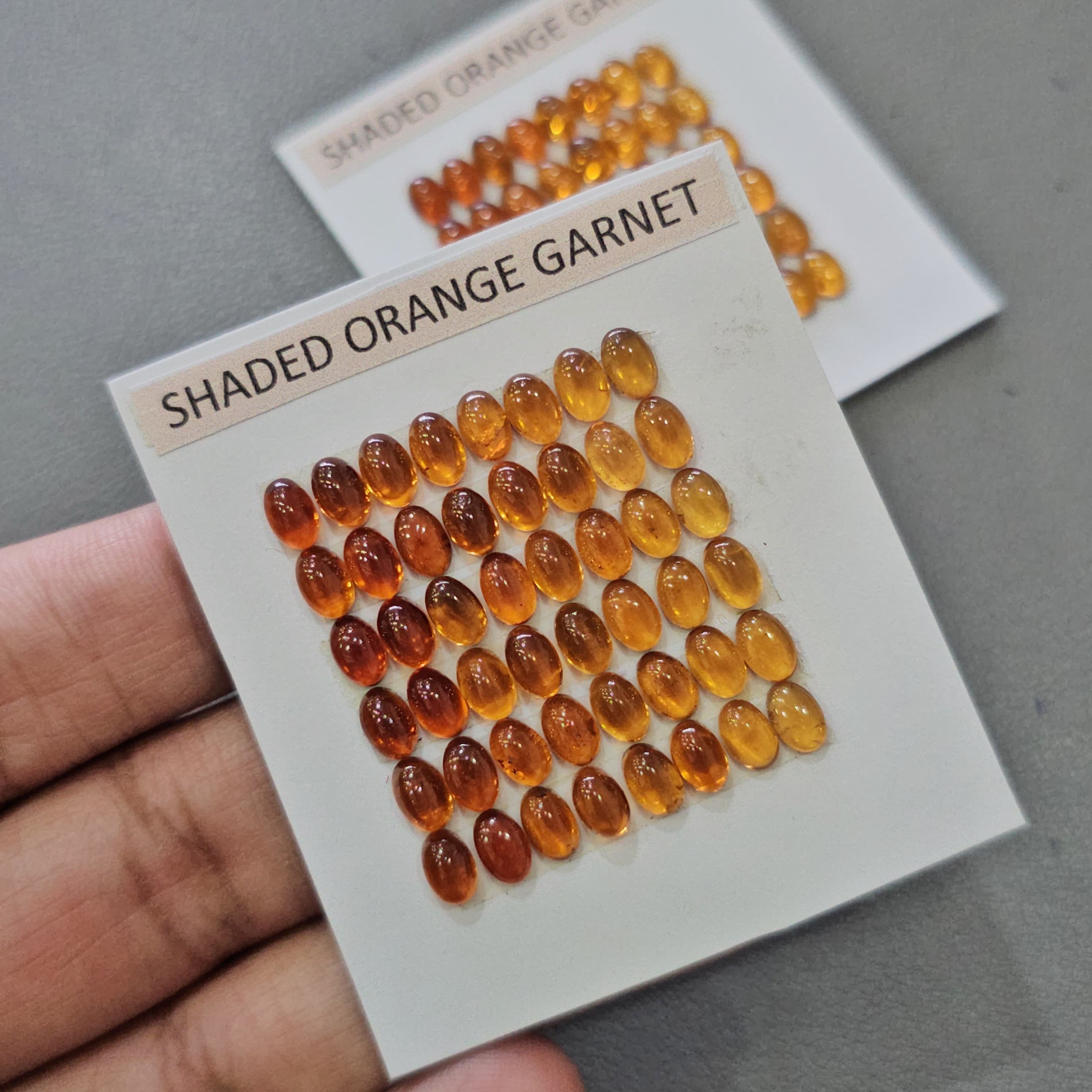 1 Card Natural Shaded Orange Garnet Cabochons | 6x4mm | Oval Shape - The LabradoriteKing