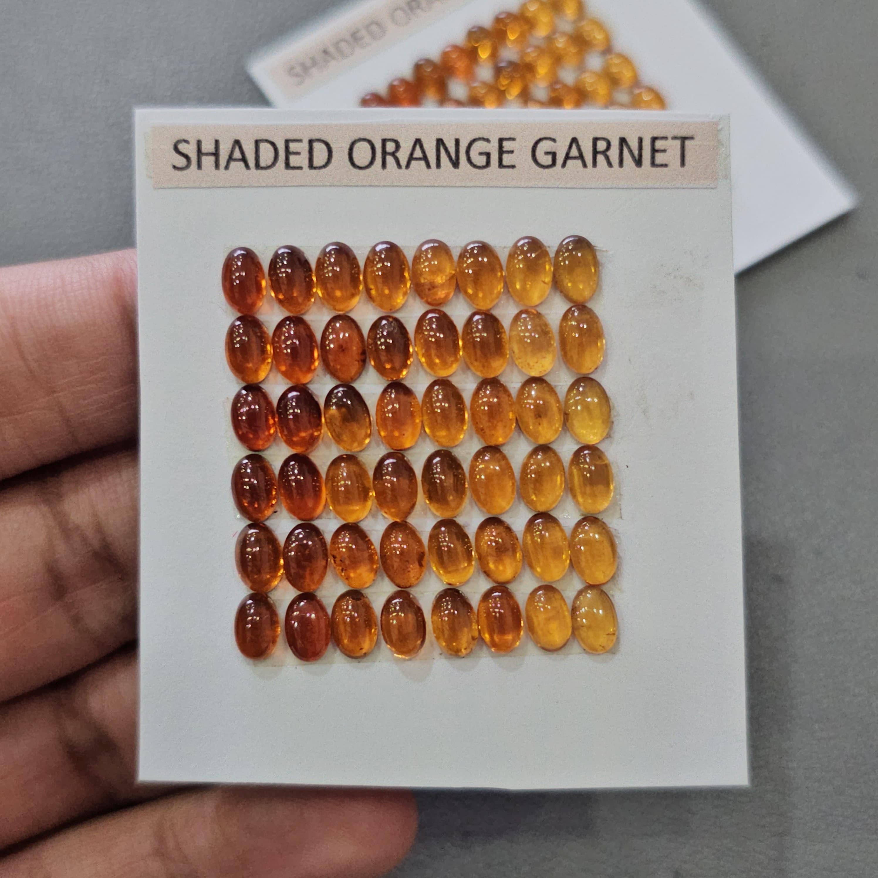 1 Card Natural Shaded Orange Garnet Cabochons | 6x4mm | Oval Shape - The LabradoriteKing