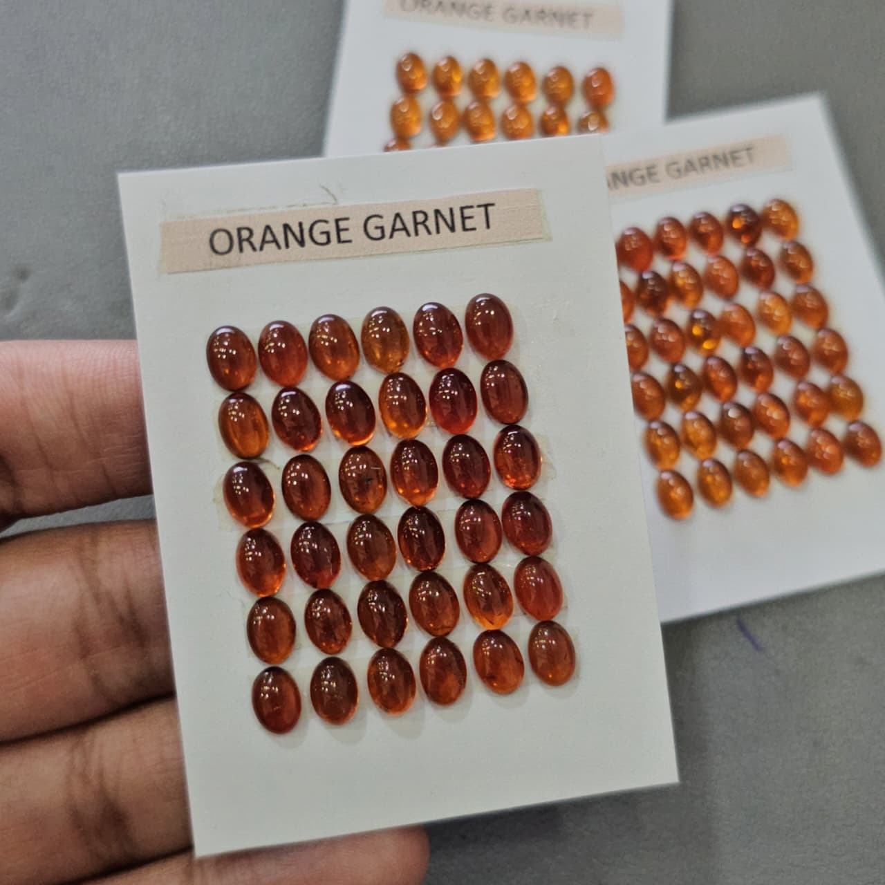 1 Card Natural Orange Garnet Cabochons | 7x5mm | Oval Shape - The LabradoriteKing
